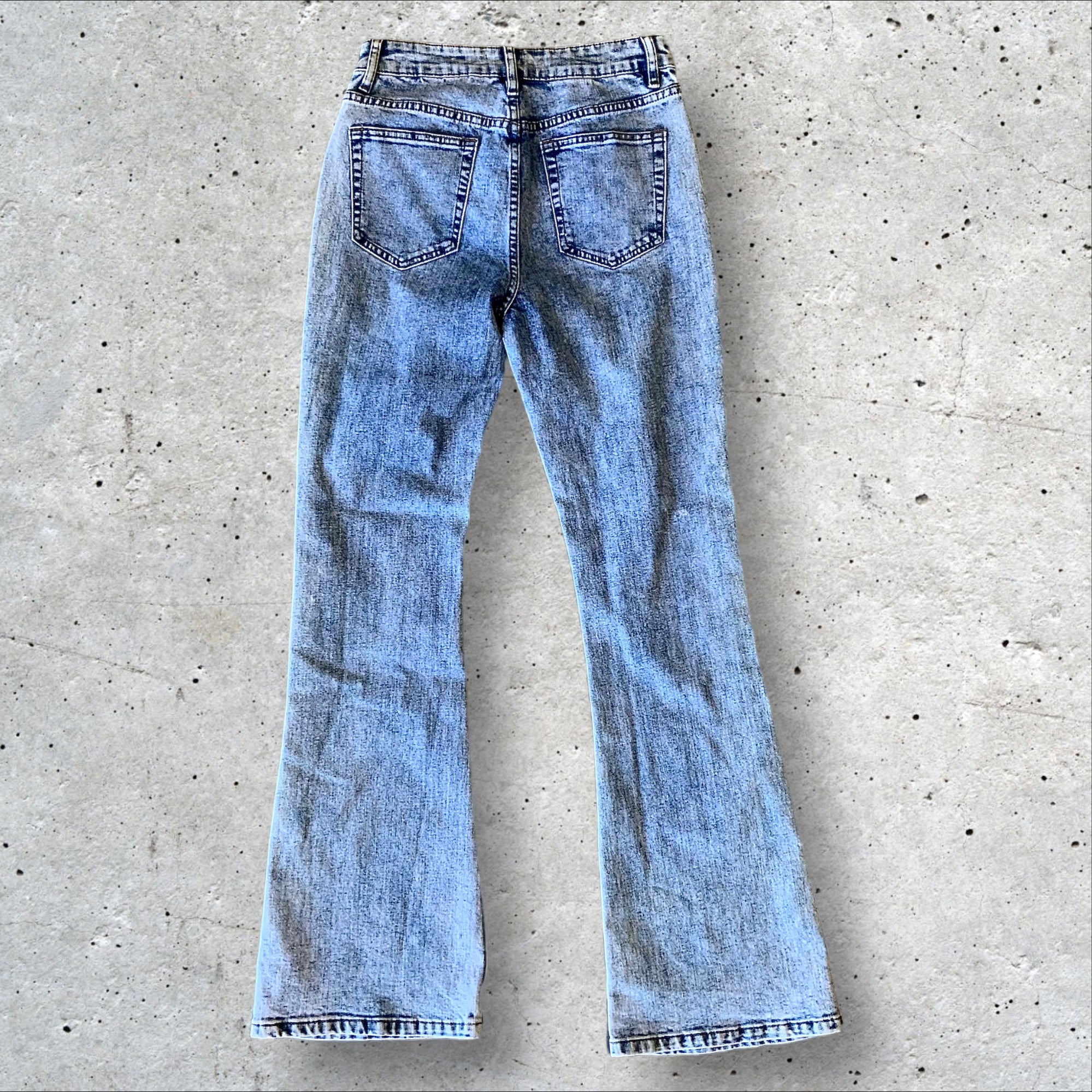 DOTTI High Waisted Acid Wash Side Split Flared Jeans Size 10