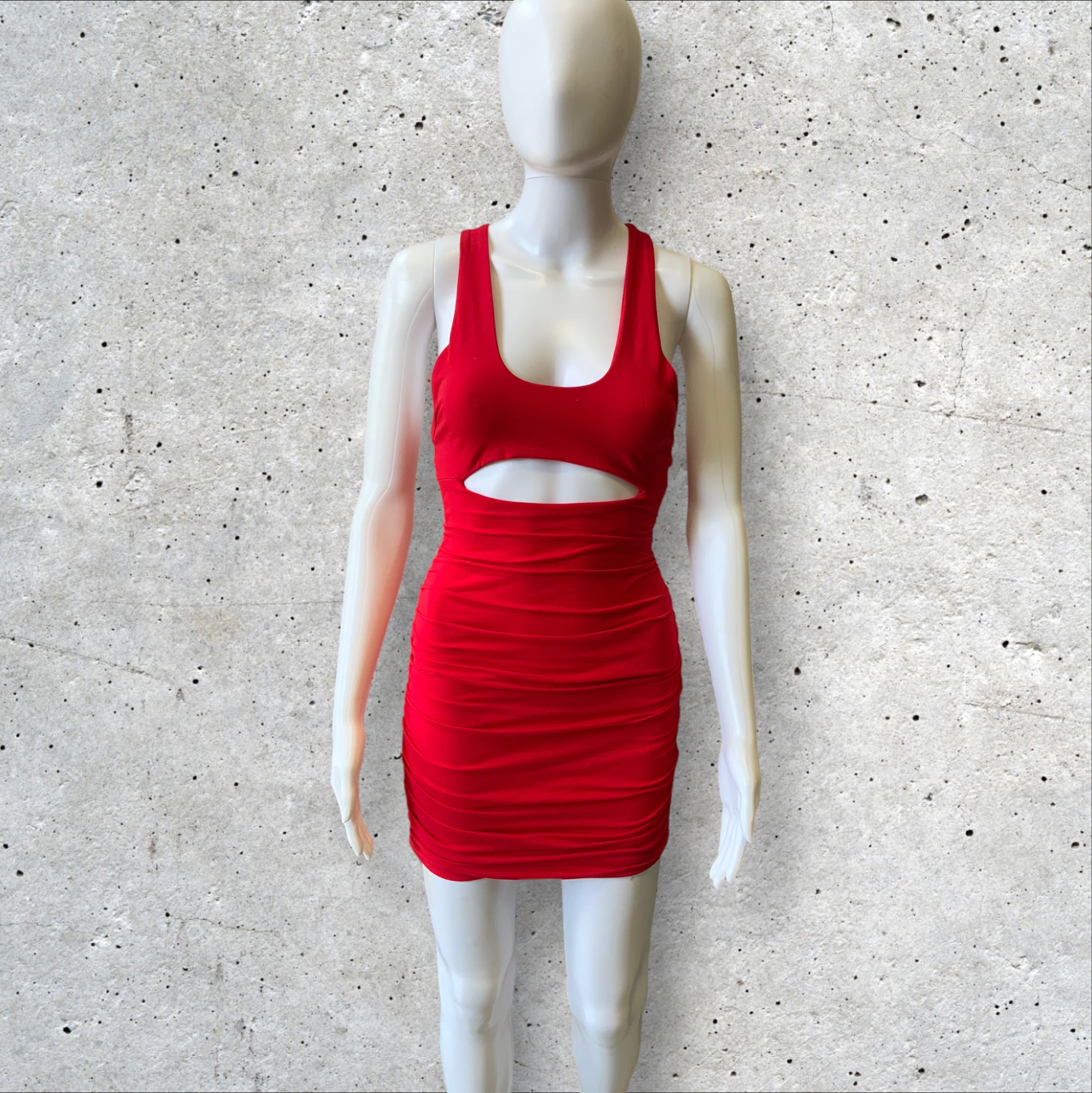 TIGER MIST Sexy Red Cut Out Bodycon Mini Club Dress - Size S