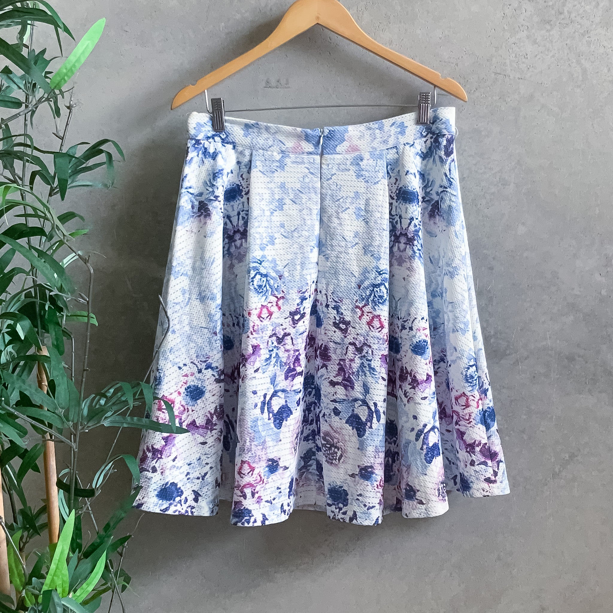 AVOCADO Womens Blue Purple Floral Print A Line Skirt - Size 14