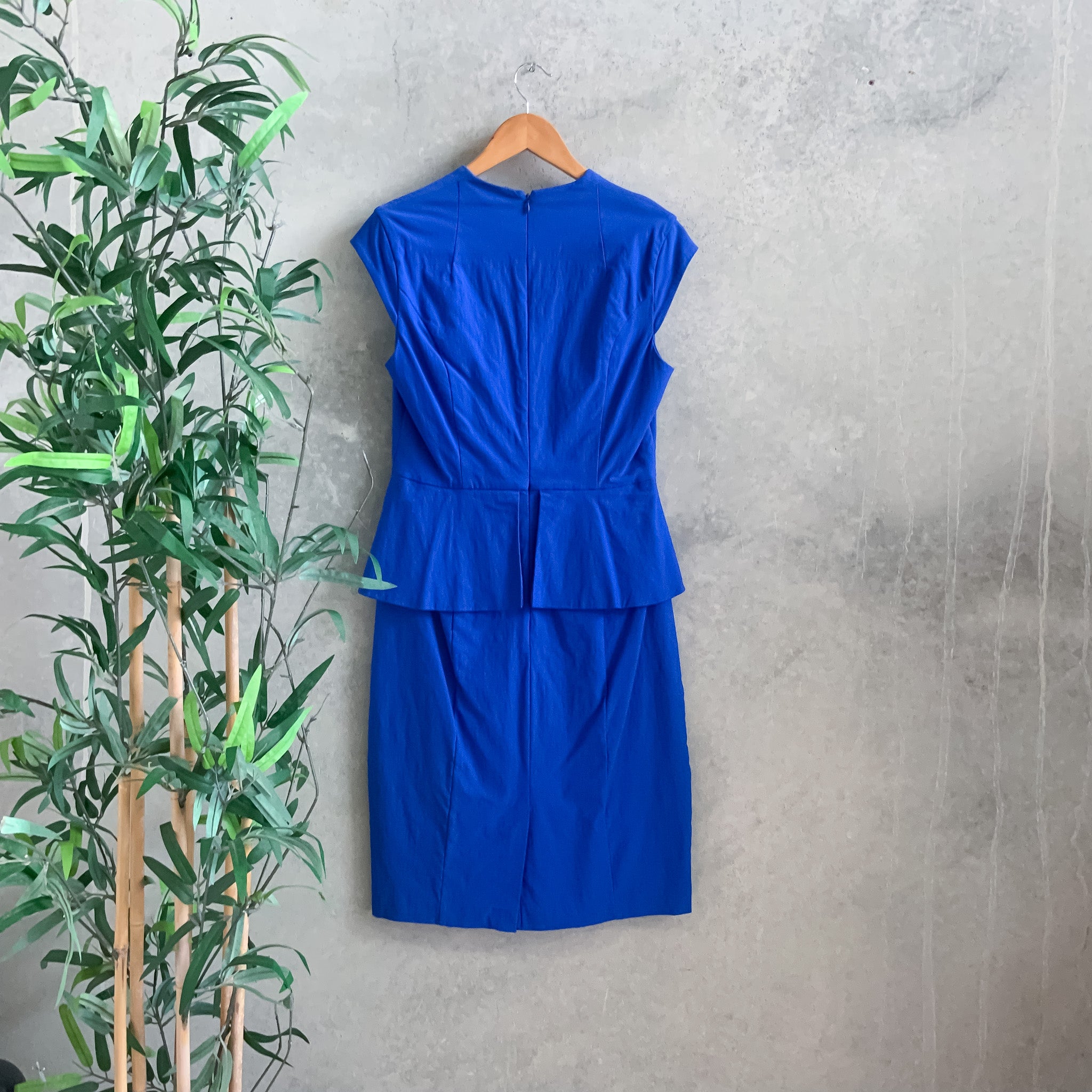 BASQUE Cobalt Blue Structured Peplum Pencil Dress - Size 10