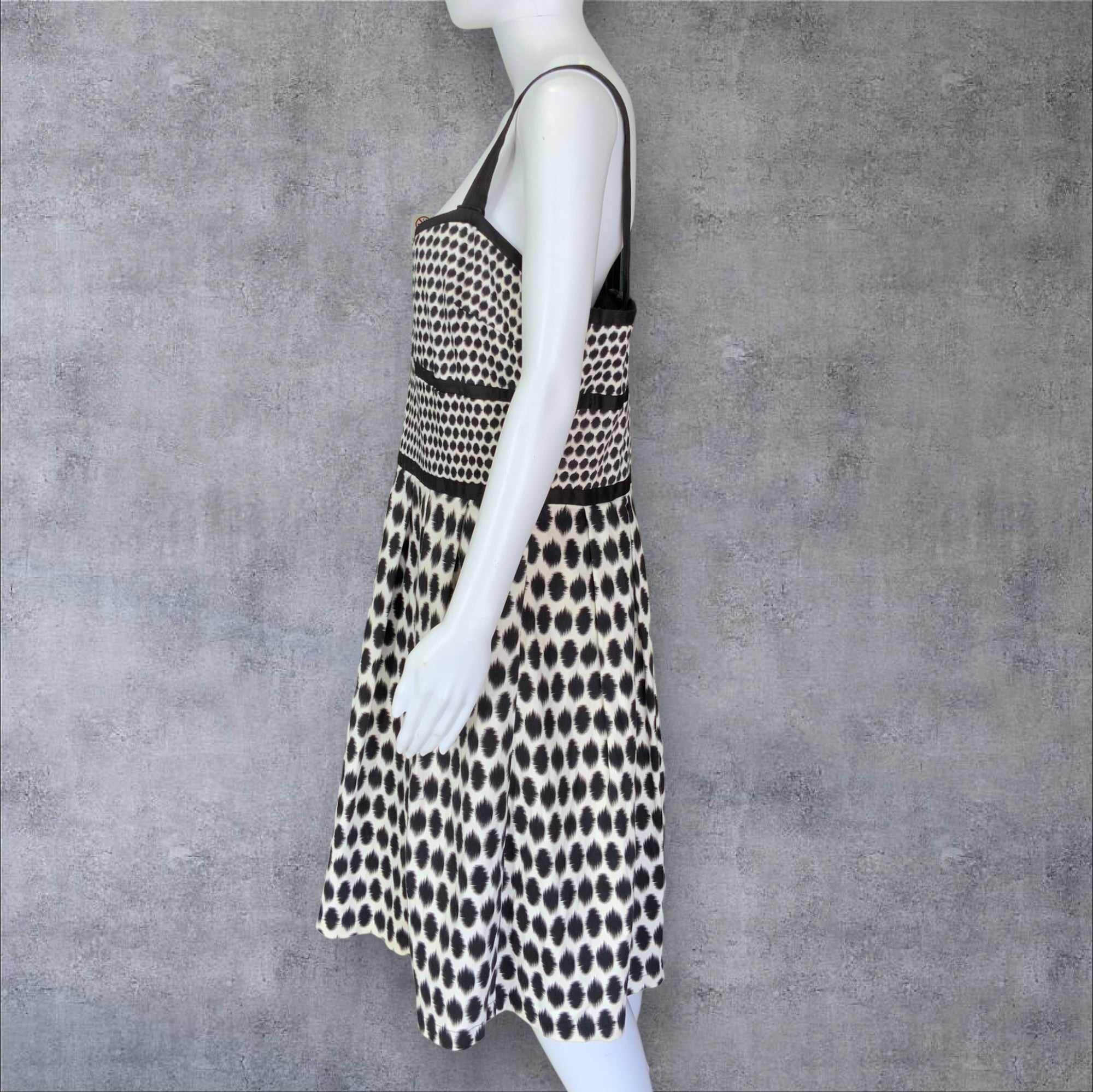 CITY CHIC Monochrome Spotty Sleeveless Fit & Flare Dress - Size 18