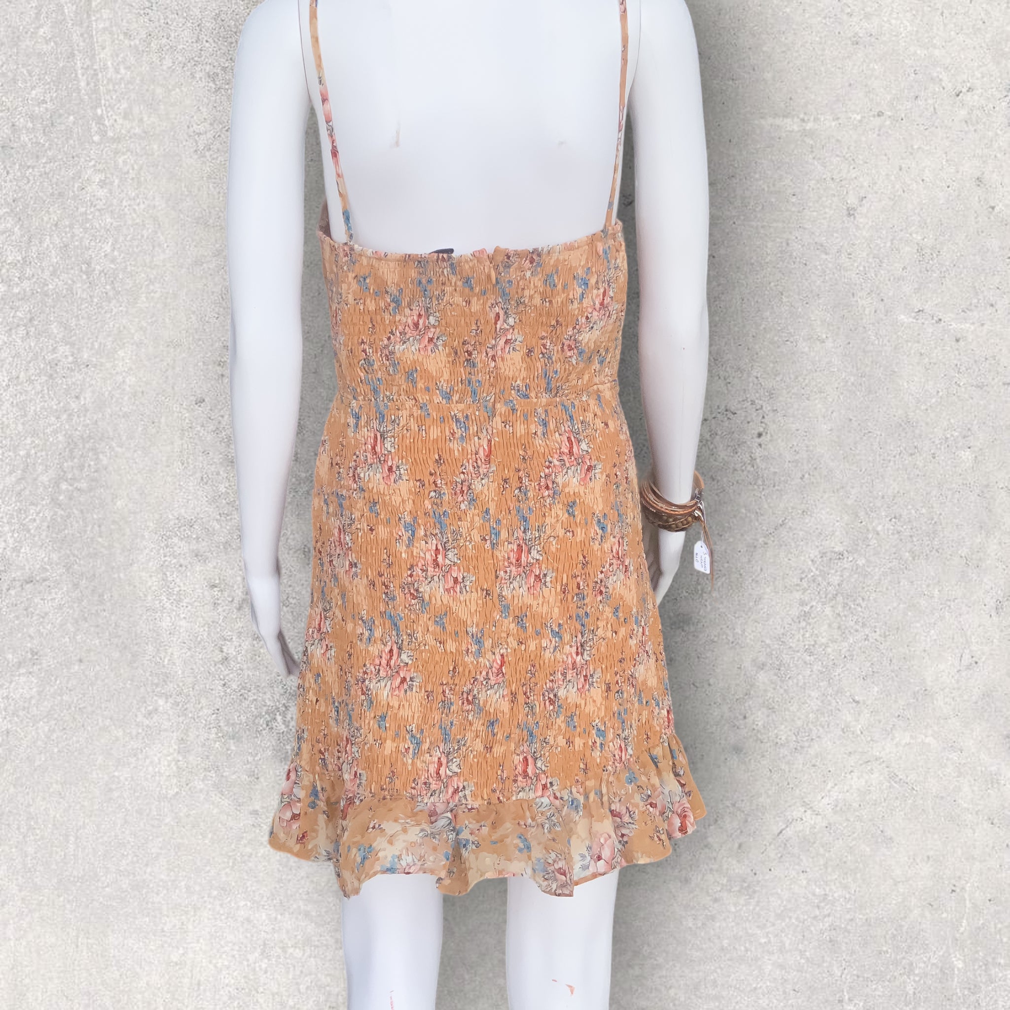 SABO SKIRT Designer 'RONNIE" Shirred Skirt Floral Dress - Size 12/14