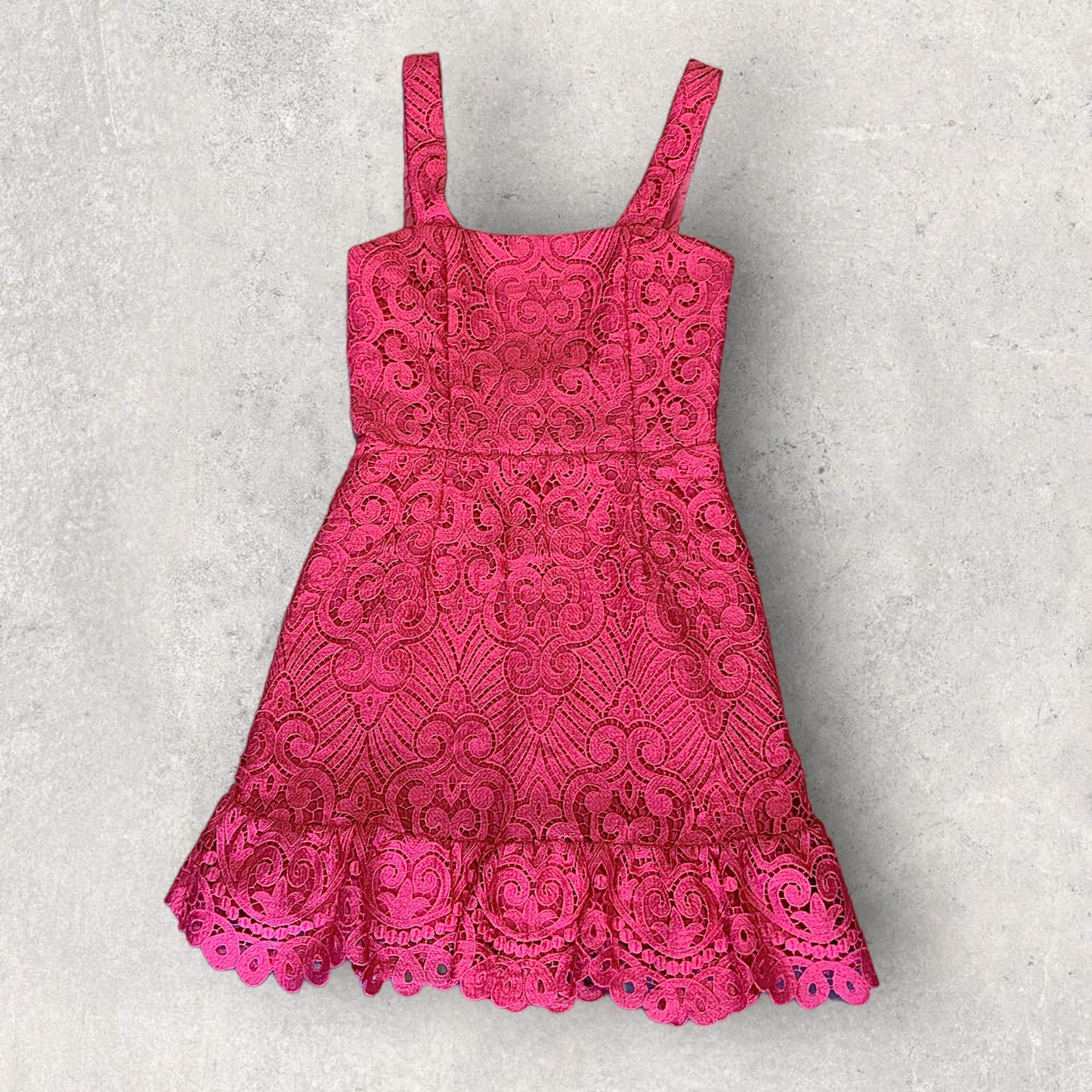 KOOKAI Coral Red "Louisa" Lace Mini Cocktail/Party Dress - Size 36(8)