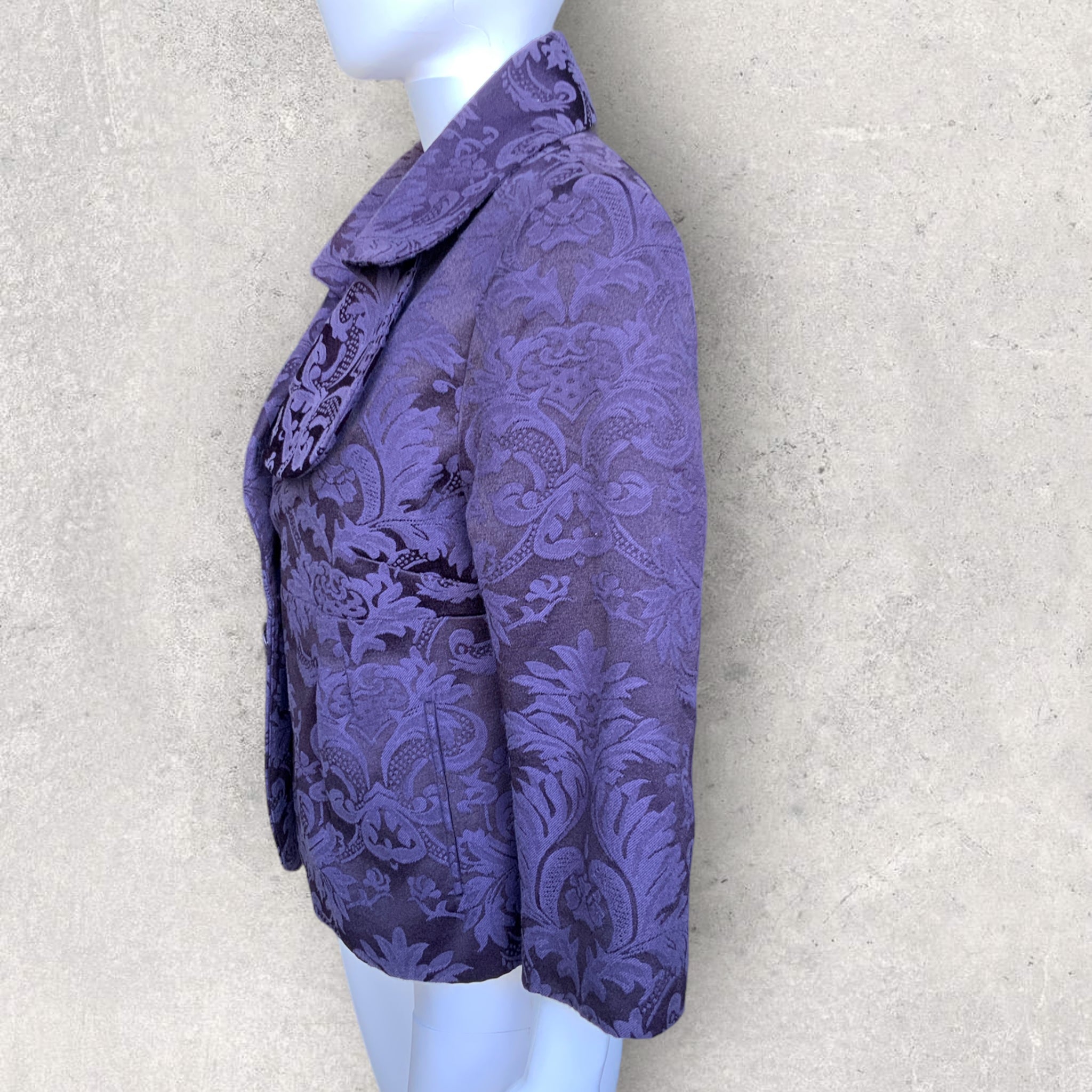 Purple Jaquard 3/4 Sleeved Blazer Jacket - Size S/M