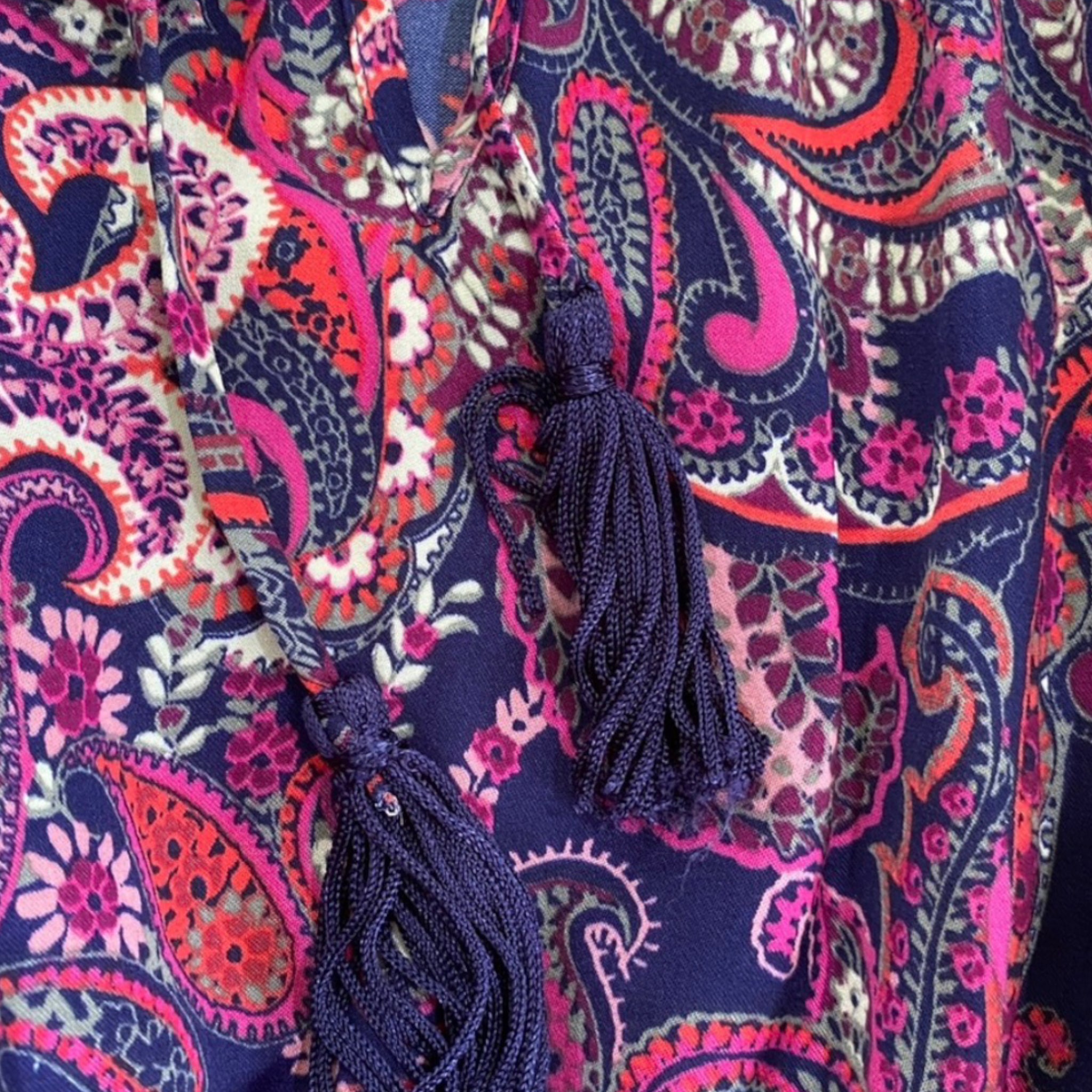 FOREVER NEW Paisley Print Purple Off Shoulder Dress - Size 12