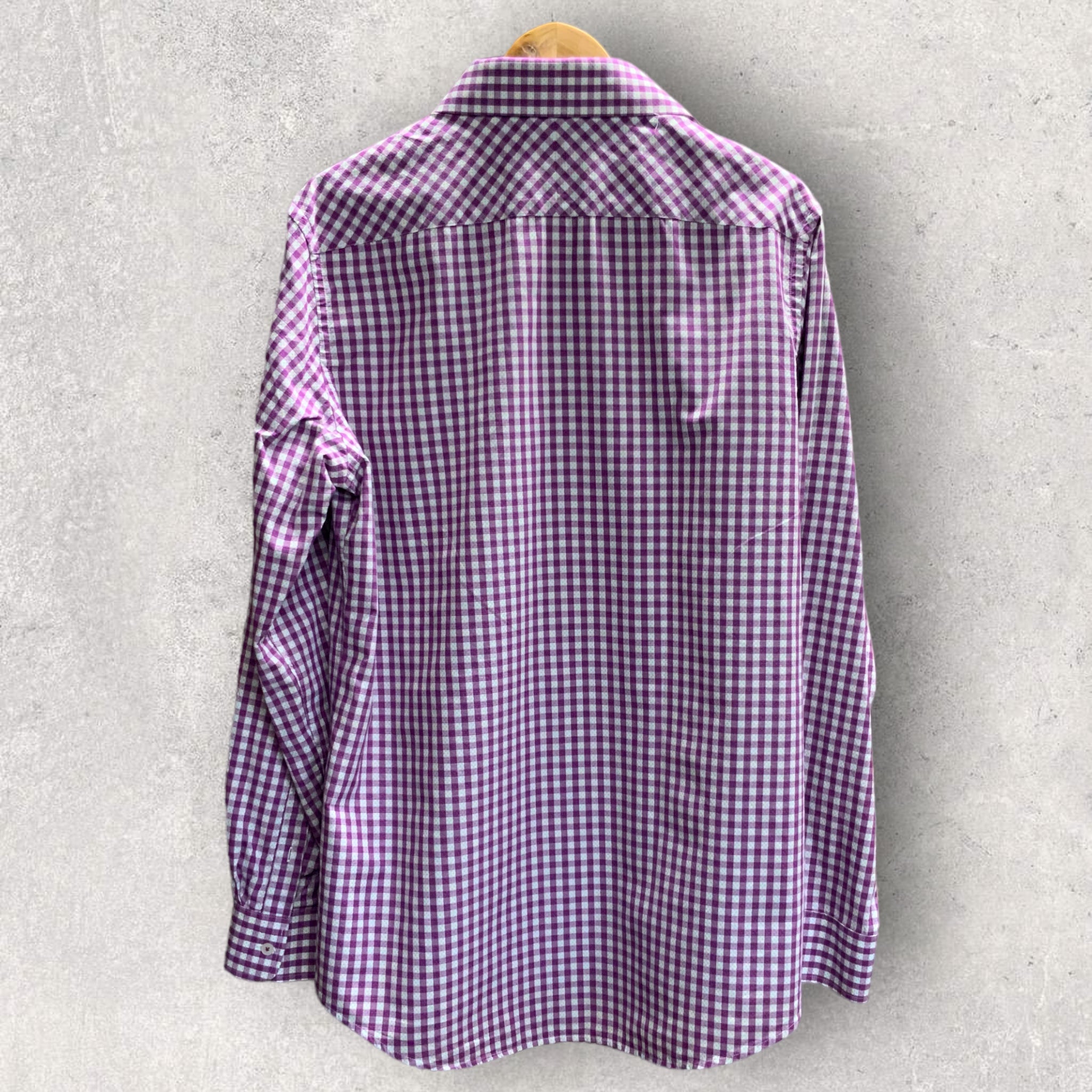 OXFORD Mens Long Sleeved Purple Gingham Shirt with Spots & Paisley Detail - Size XL