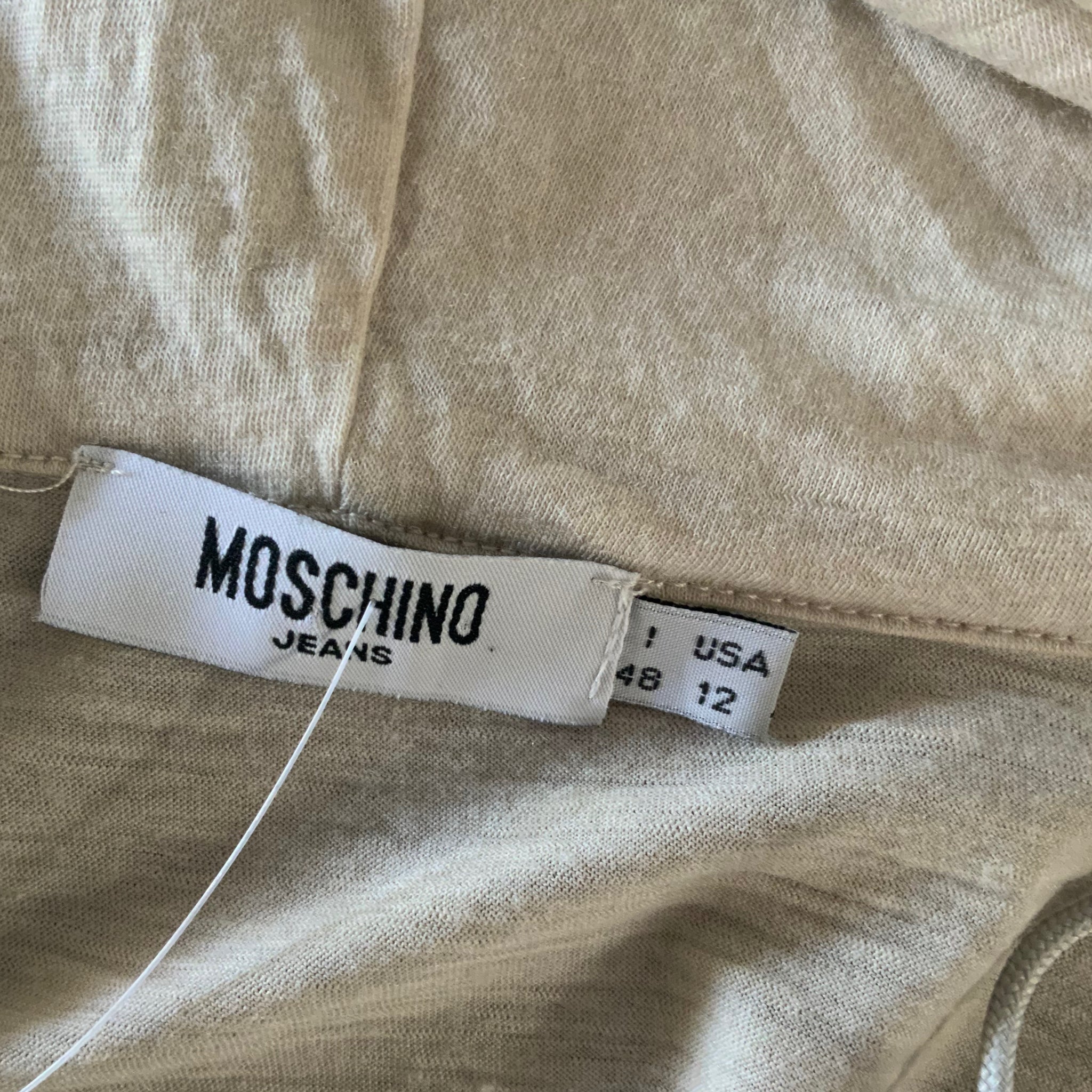 MOSCHINO Hooded 3/4 Sleeve Cream T Shirt - Size 12