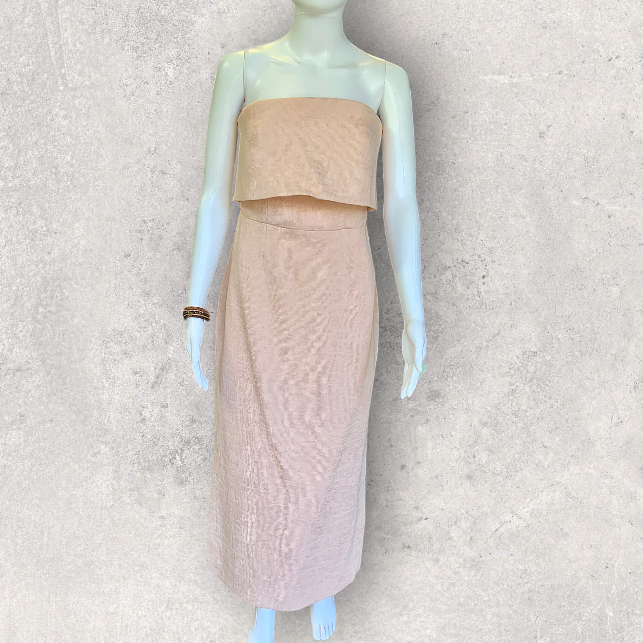 NWT C/MEO COLLECTIVE Fresh Start Strapless Textured Midi Dress - Size L