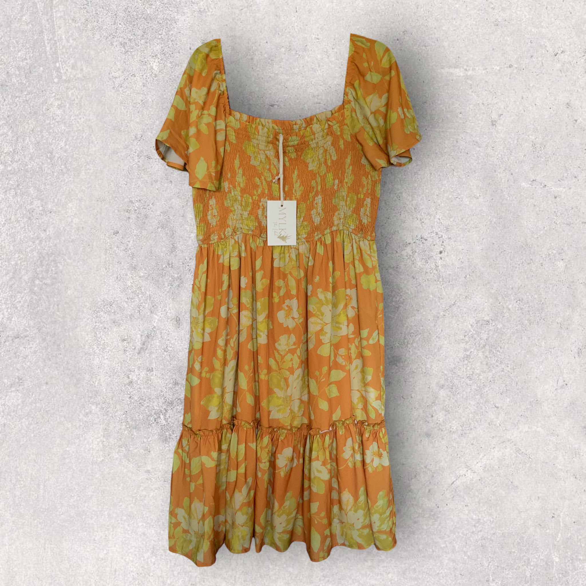 BNWT MYLK The Label 'Maya' Dress in Sunrise Yellow Floral - Size 16