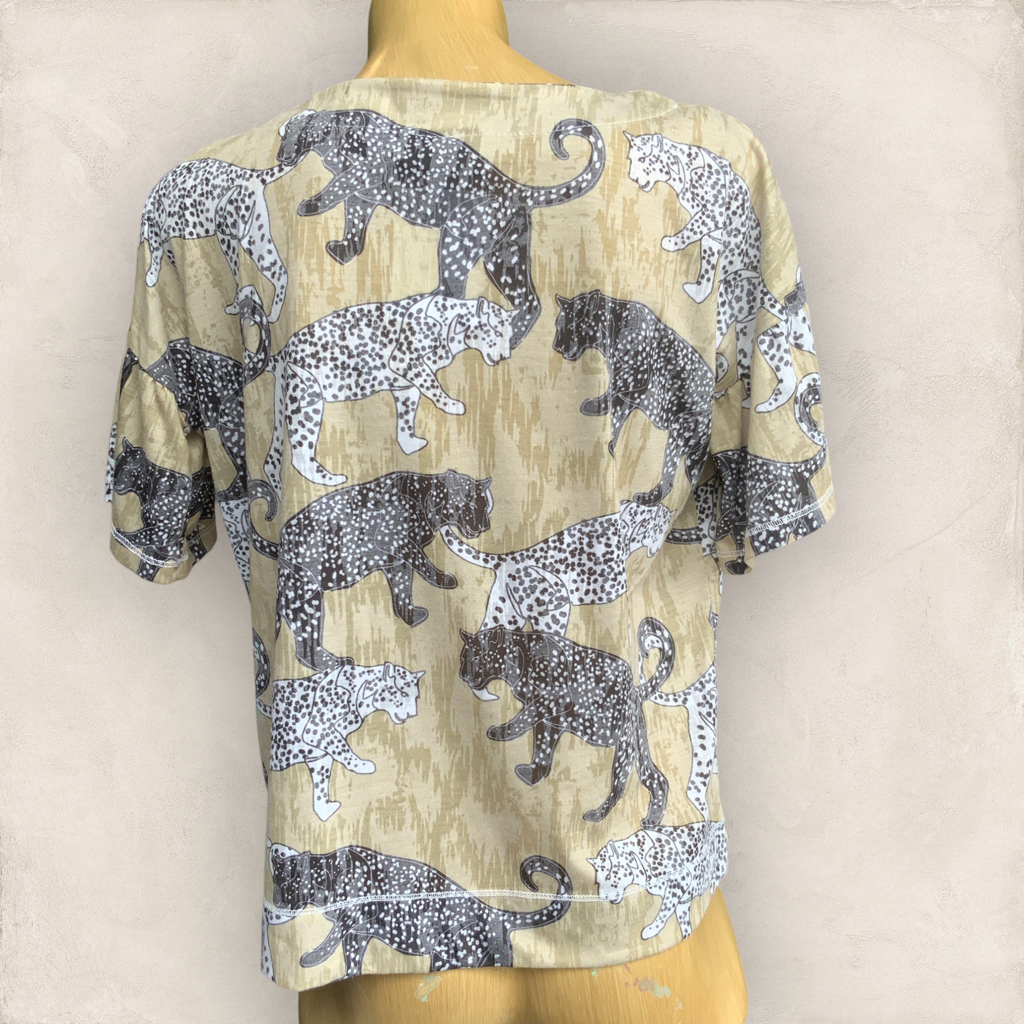 ONQUE Designer Panther & Diamante Design Top - Size S