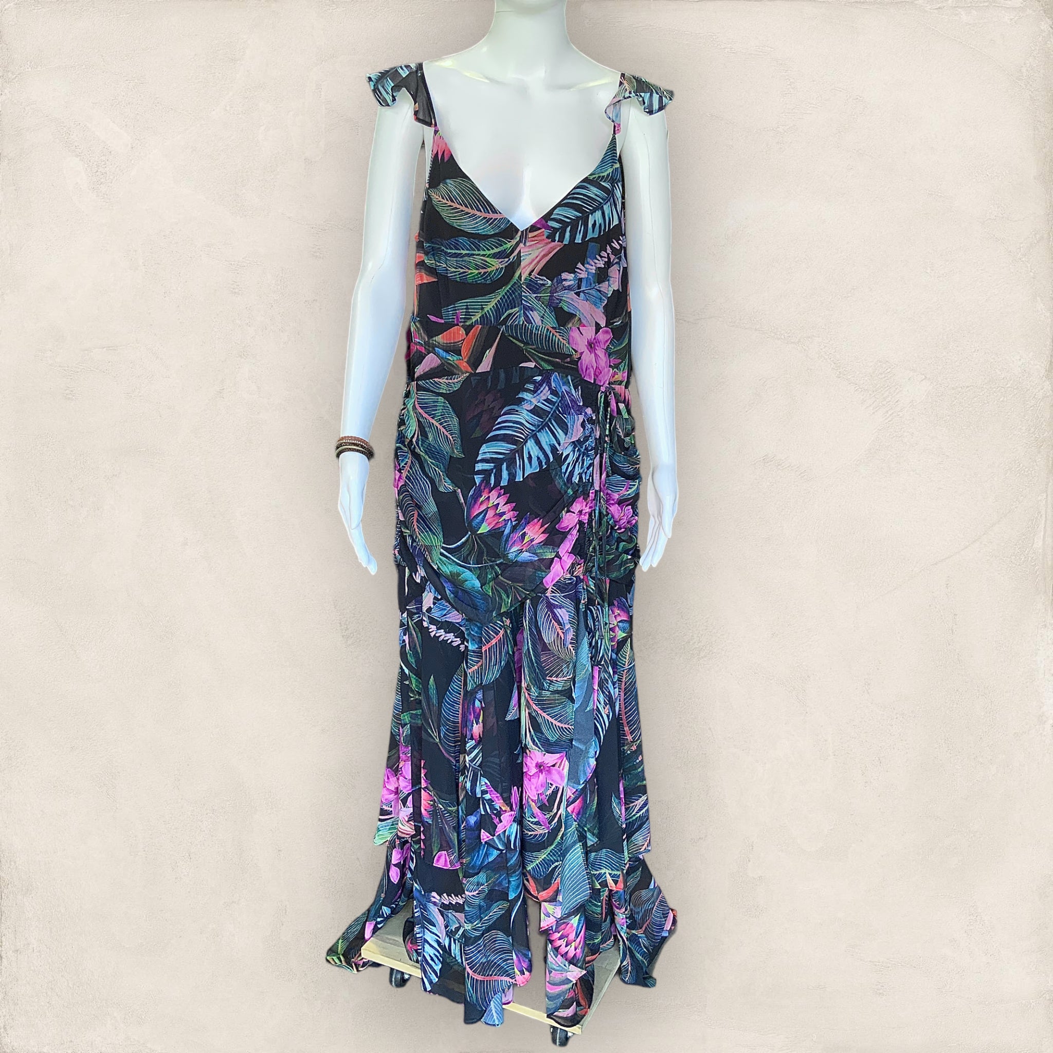 BNWT WAYNE COOPER Long Tropical Print Maxi Dress RRP$249 - Size 18