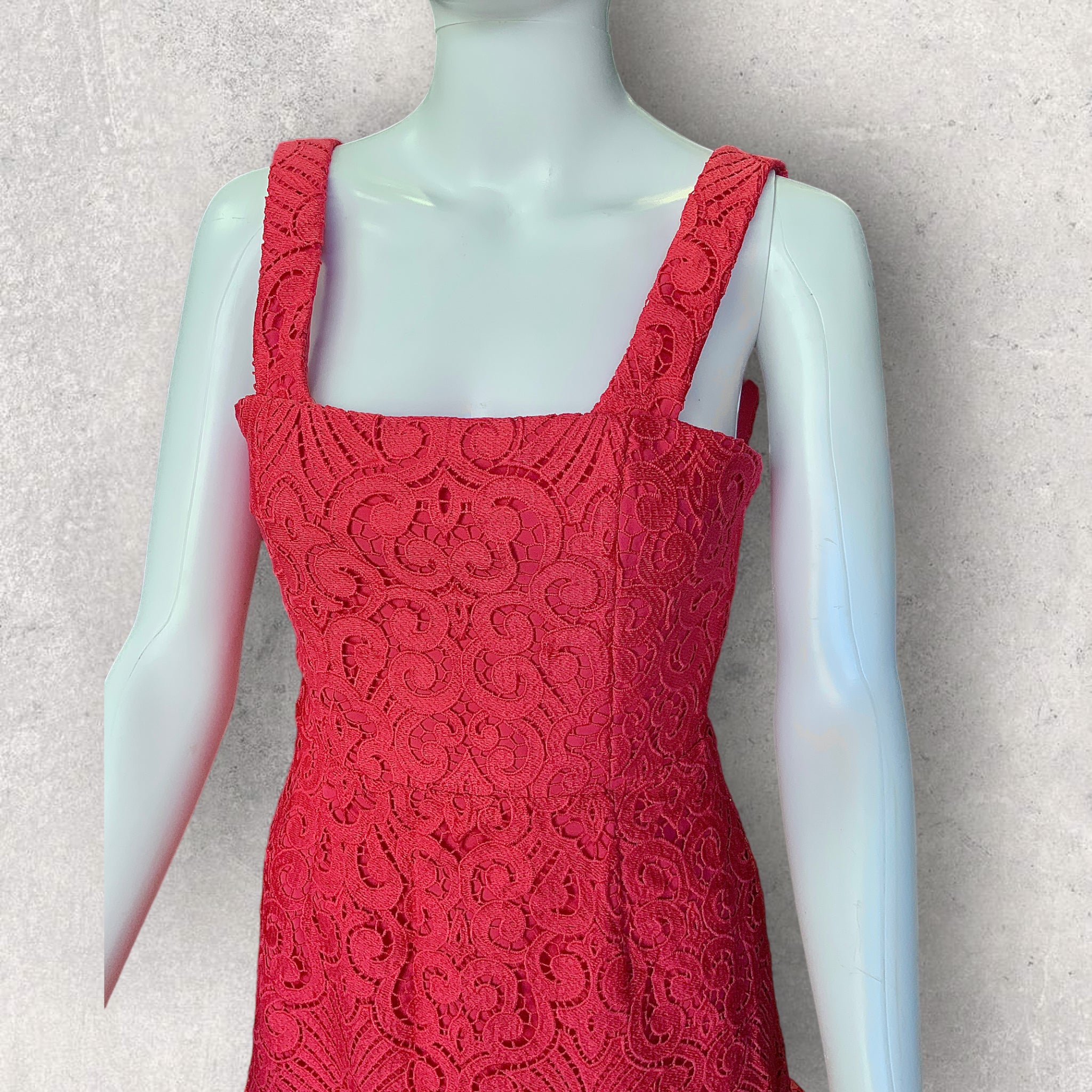 KOOKAI Coral Red "Louisa" Lace Mini Cocktail/Party Dress - Size 36(8)