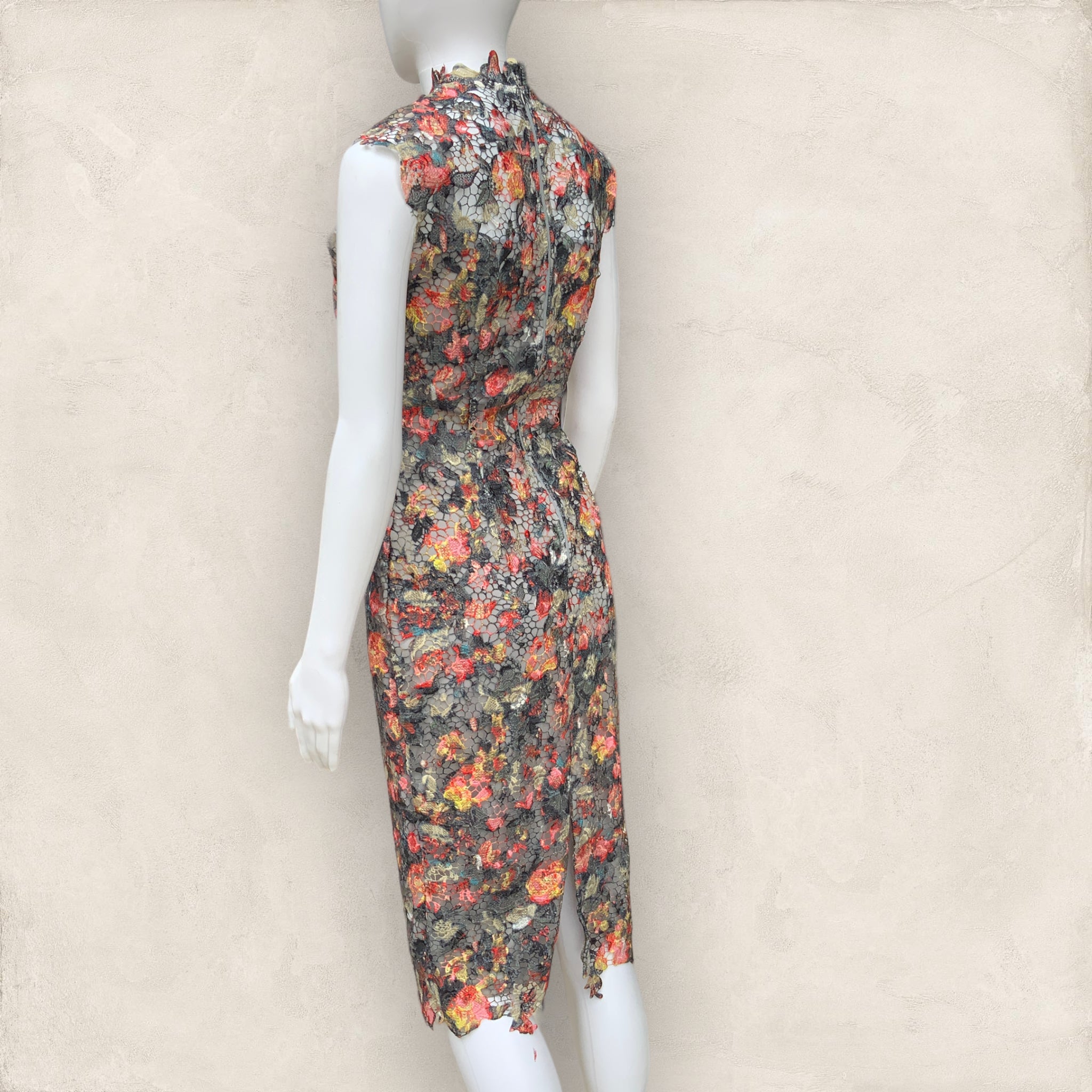 Tall PAPER DOLLS Size 8 Lace High Neck Pencil Dress Floral