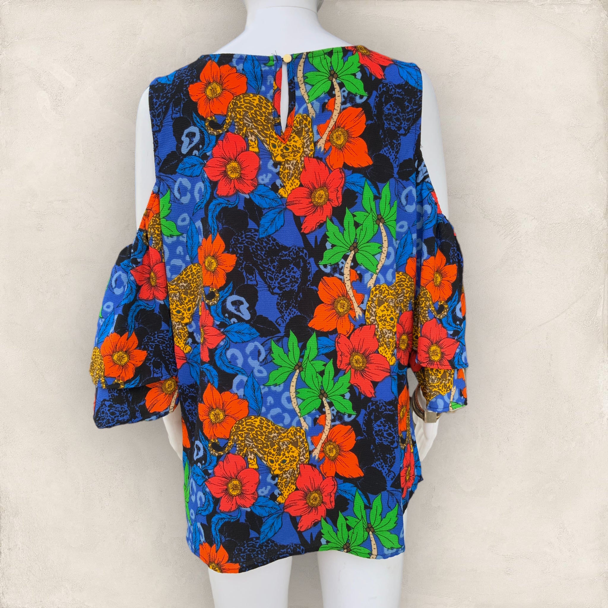 BNWT ROCKMANS Floral Print Cold Shoulder Top - Size 14