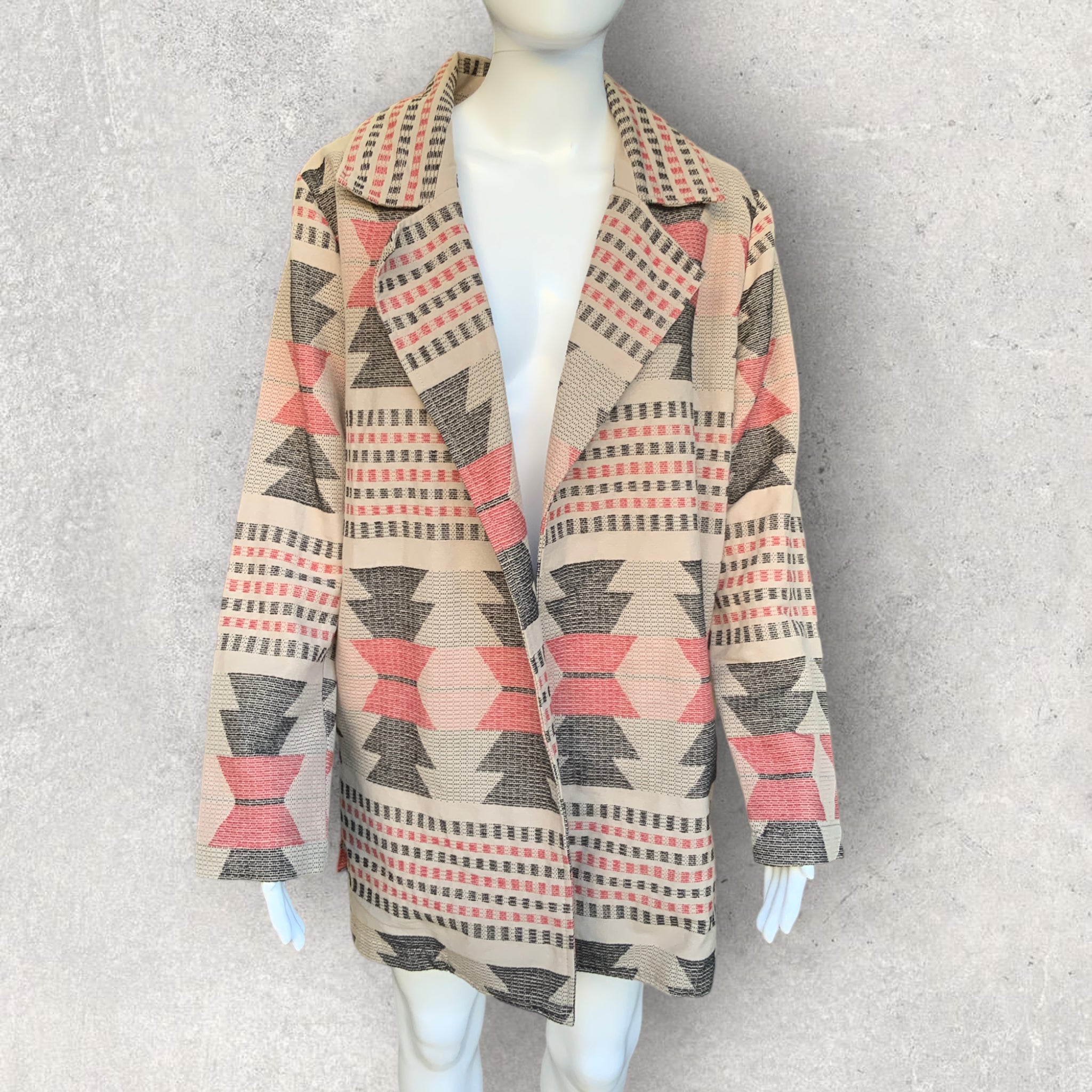 BOOM SHANKAR 'Lindsey' Jaquard Cardigan/Jacket in Puzzle Print - Size M