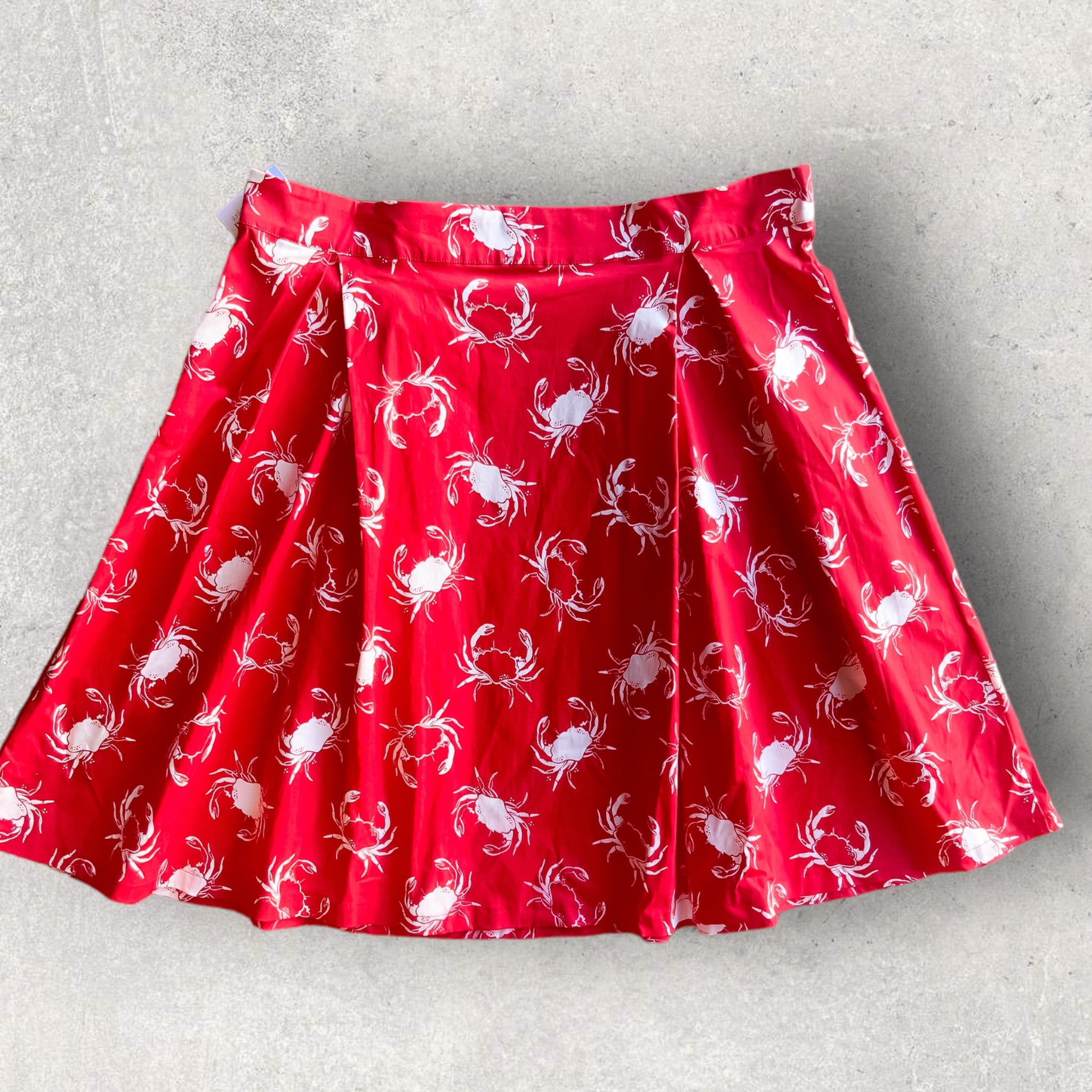 LINDY BOP 'Marie' Red Crab Print Swing Skirt - Size UK24