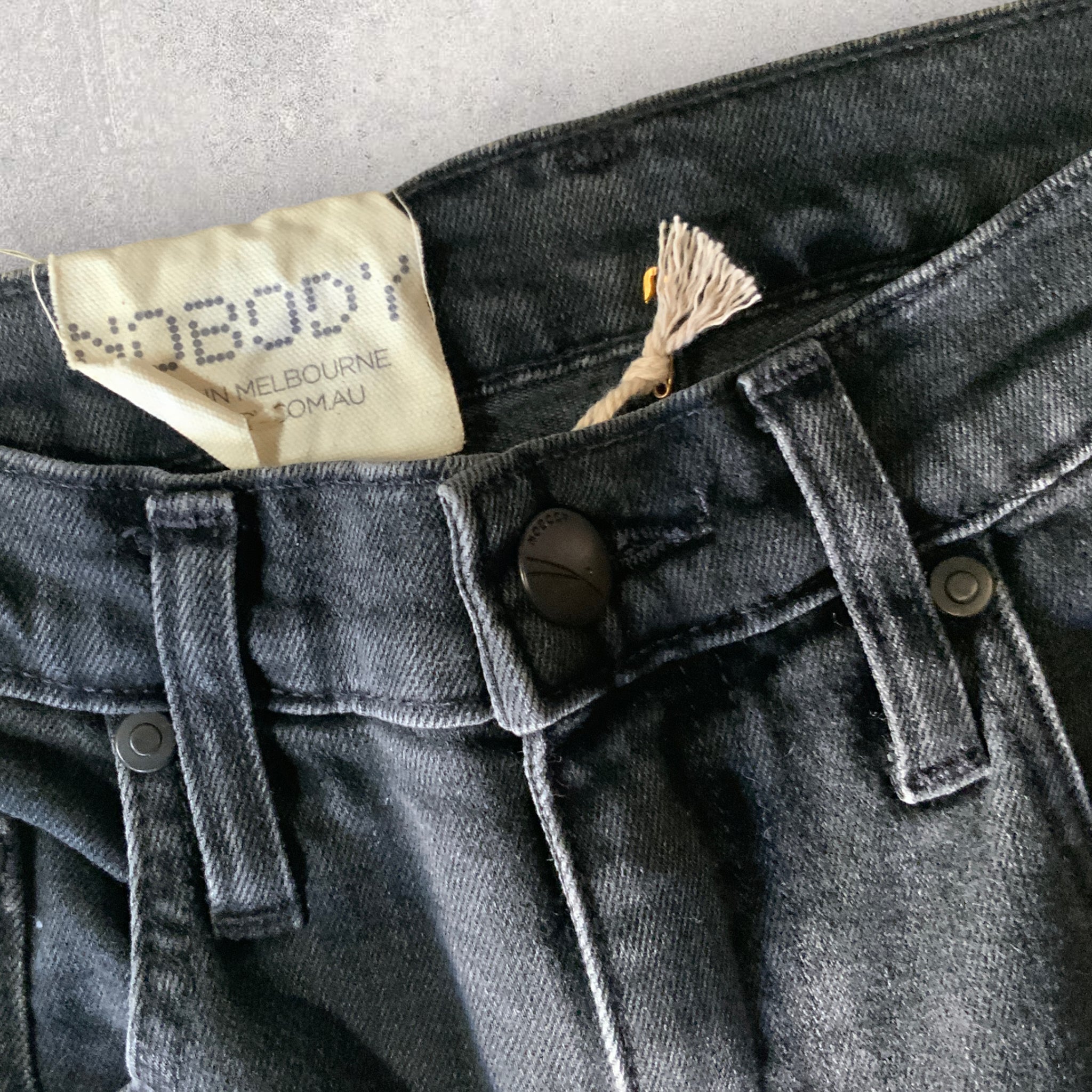 BNWT NOBODY Cult High Rise Skinny Jeans - Worn Black Size 26 (AU8)