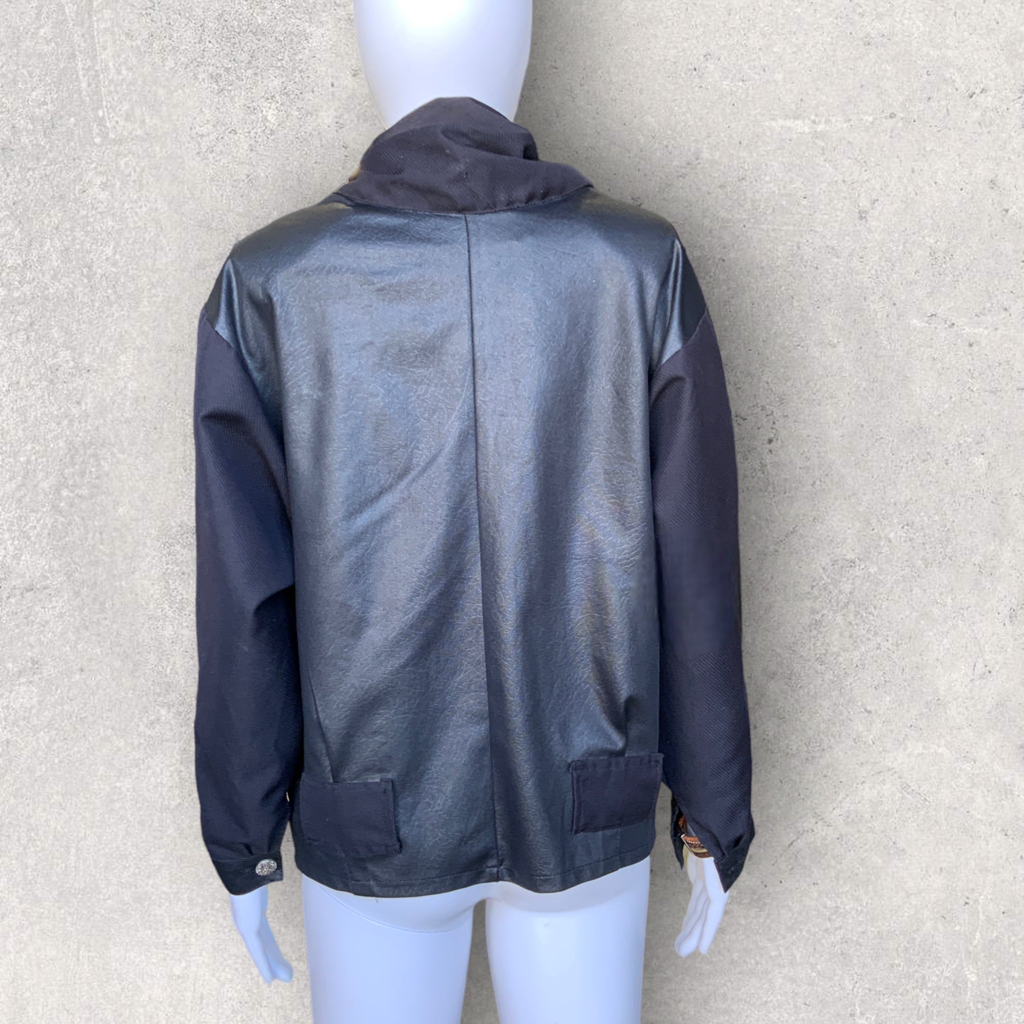 Vintage 80's Style PU Leather Look Jacket - S/M