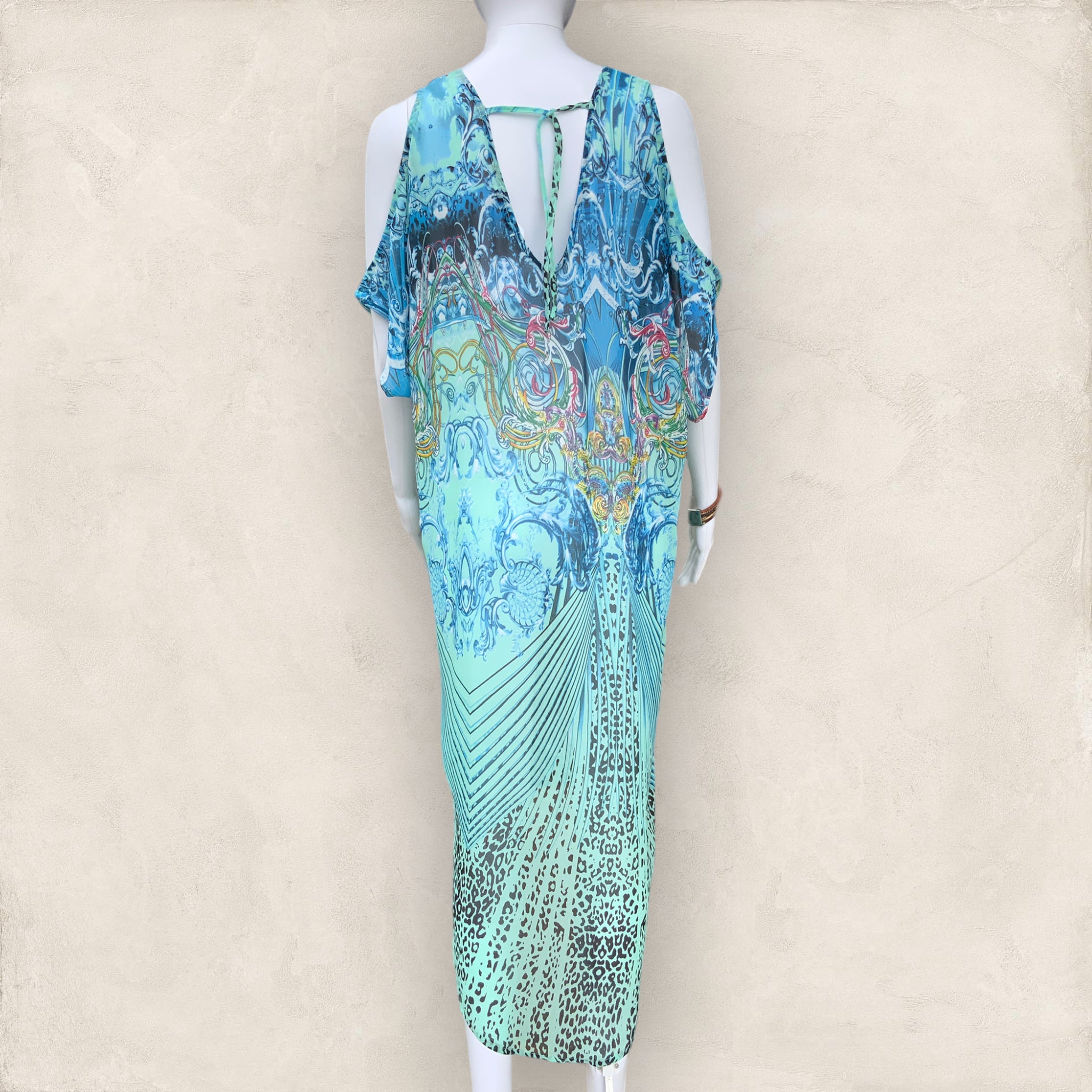 TULIPS Size S/M Jewelled Patterned Cold Shoulder Kaftan Dress