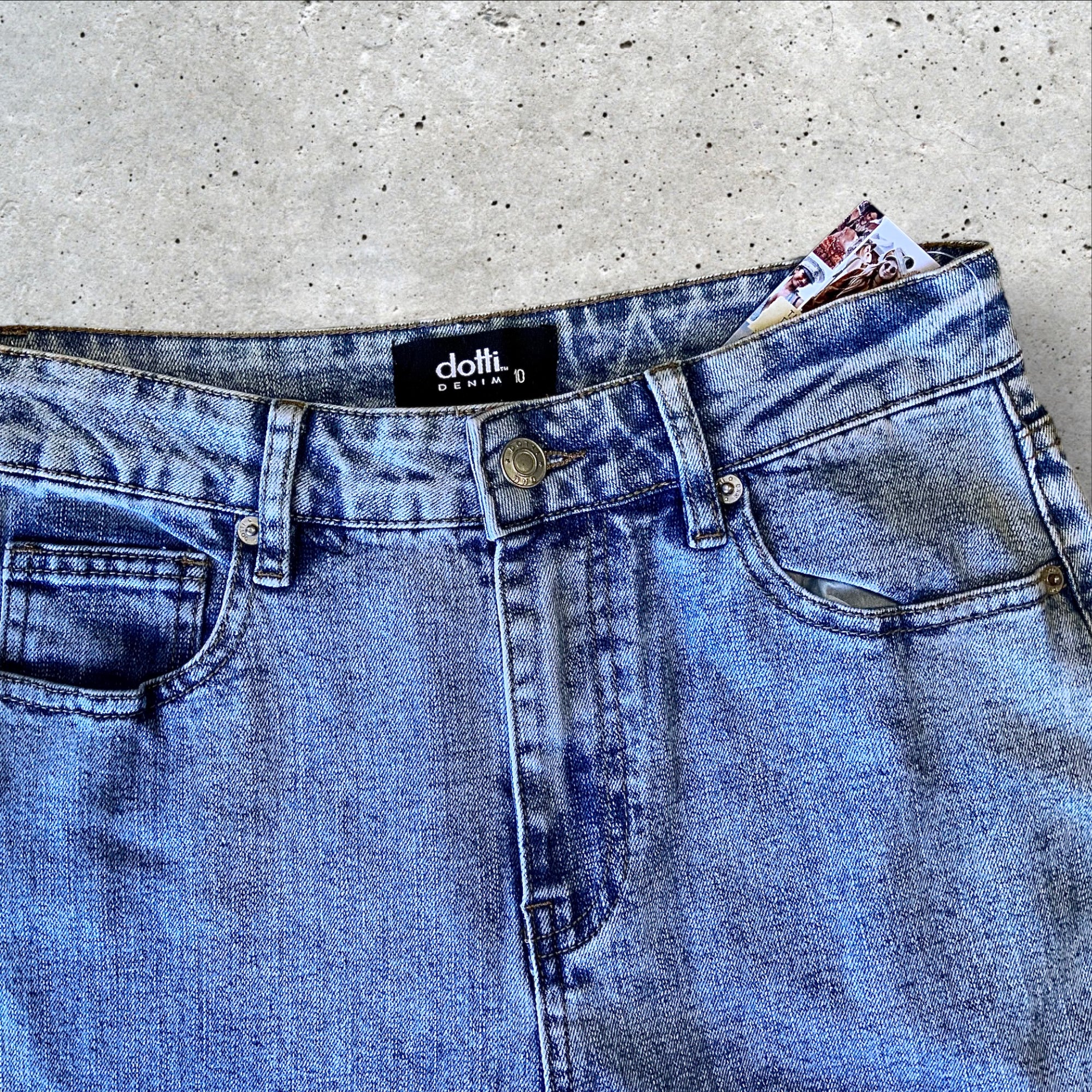 DOTTI High Waisted Acid Wash Side Split Flared Jeans Size 10