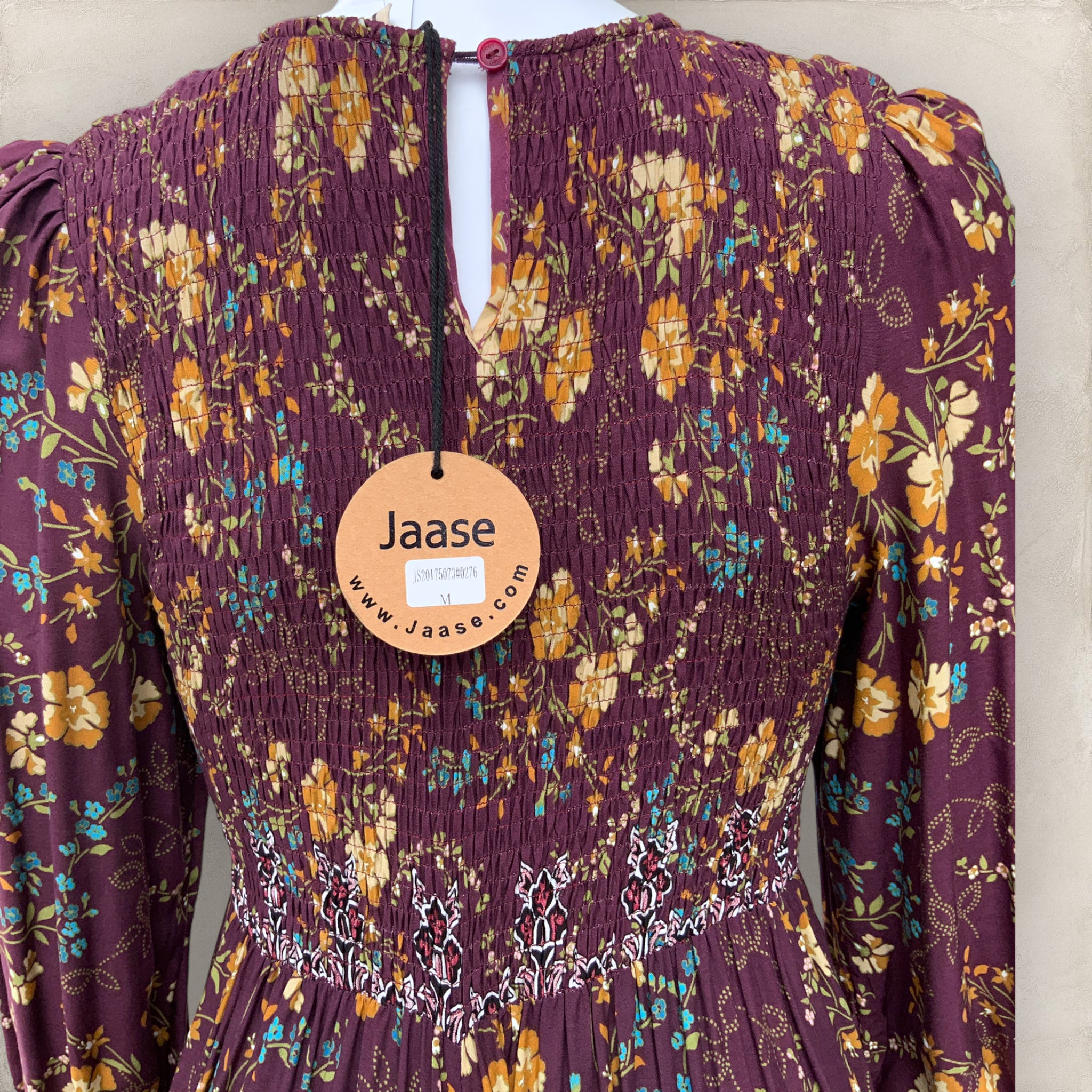 BNWT JAASE Size M Bella Floral Shirred Bust Long Sleeve Maxi Dress