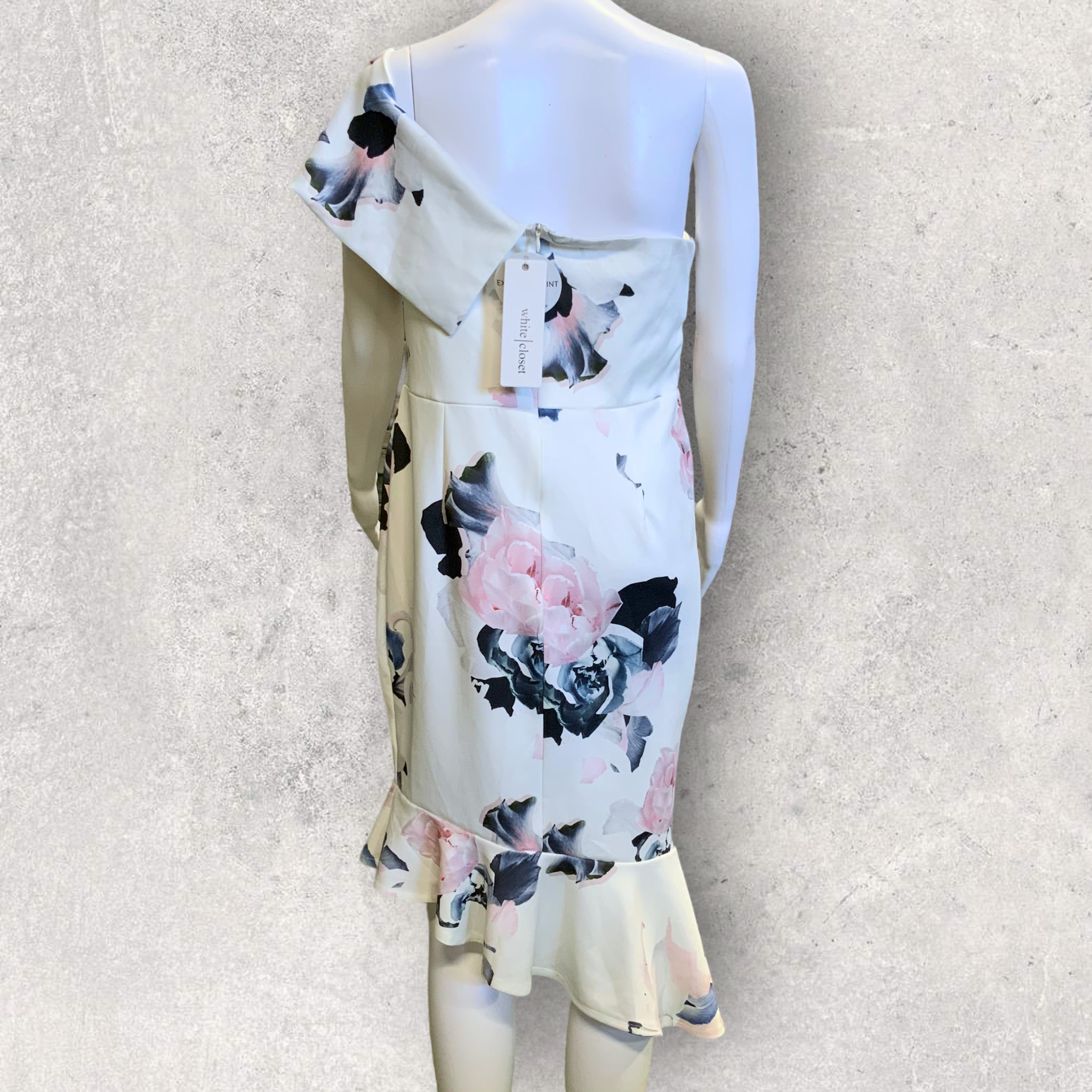 BNWT WHITE CLOSET One Shoulder Floral Print Cocktail Dress - Size 12/14