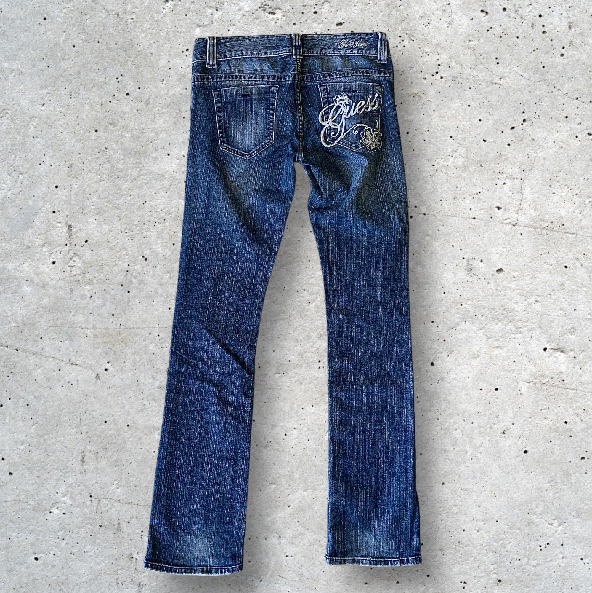 GUESS Vintage Daredevil Low Cut Bootleg Jeans - Sequin Pocket W28/L32