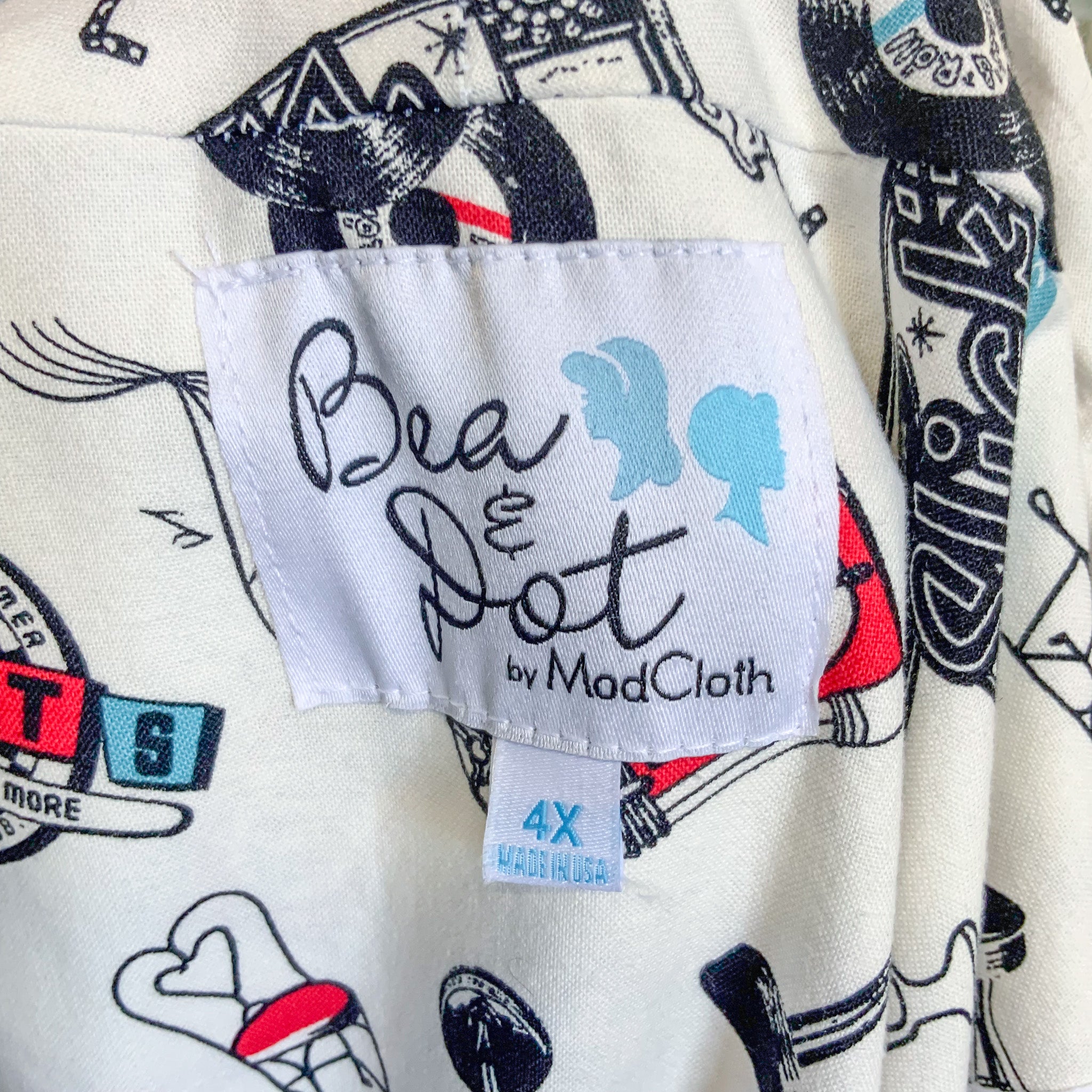 MODCLOTH Bea & Dot Daily Special RARE Diner Jukebox Print Dress - Size 22