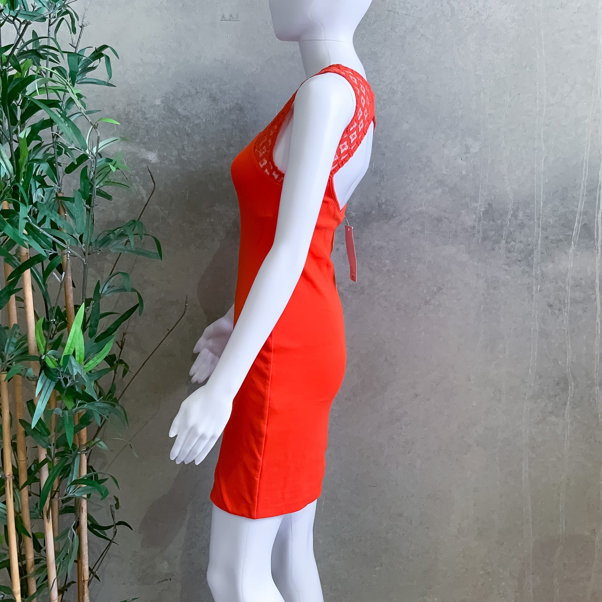 BNWT KOOKAI Womens Orange Sleeveless Bodycon Mini Open Back Dress - Fits 8/10