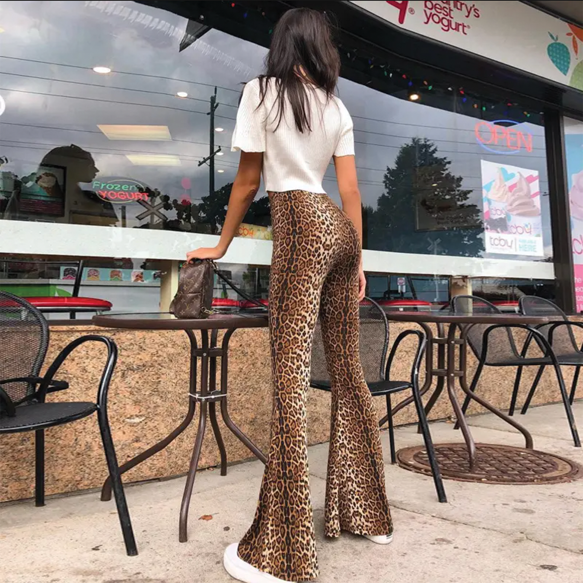 High Waisted Soft Touch Cheetah Print Flared Pants
