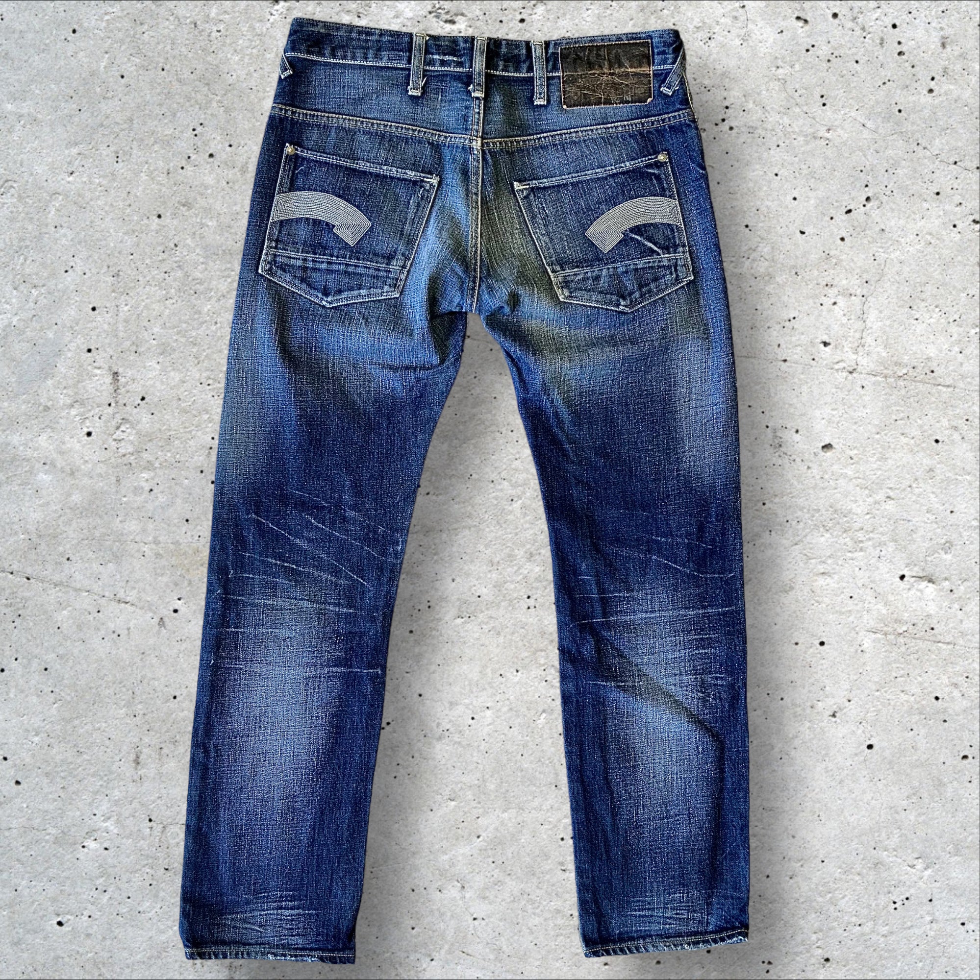 G-Star Raw Heller Low Men Blue Straight Regular Jeans 32x32 Medium Wash Denim