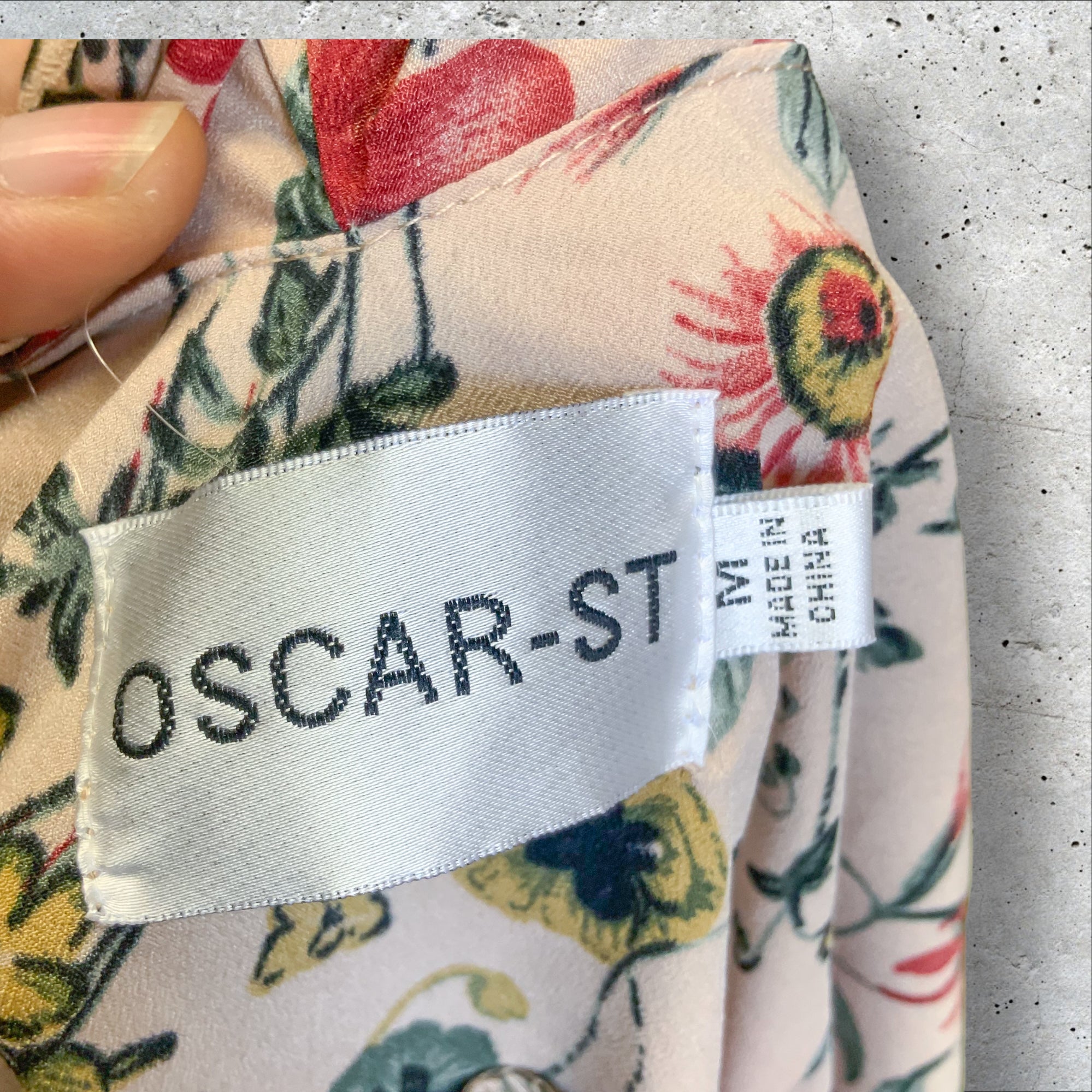 OSCAR ST Peach Floral Cold Shoulder Ruffle Wrap Midi Dress - Size M