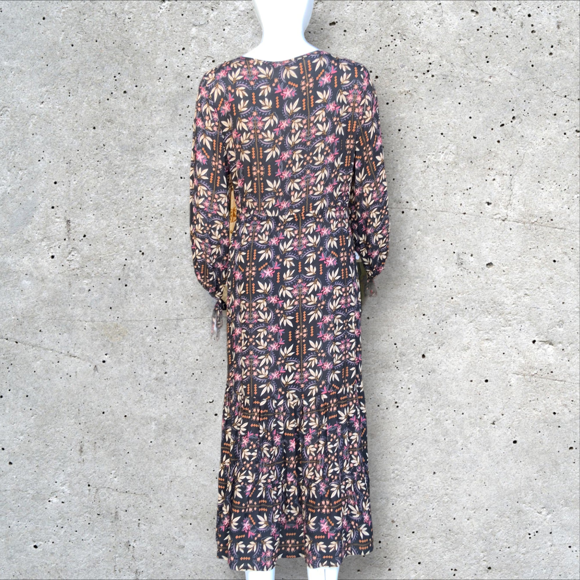 BOHO AUSTRALIA Long Sleeve Floral Printed Tiered Maxi Dress - Size S