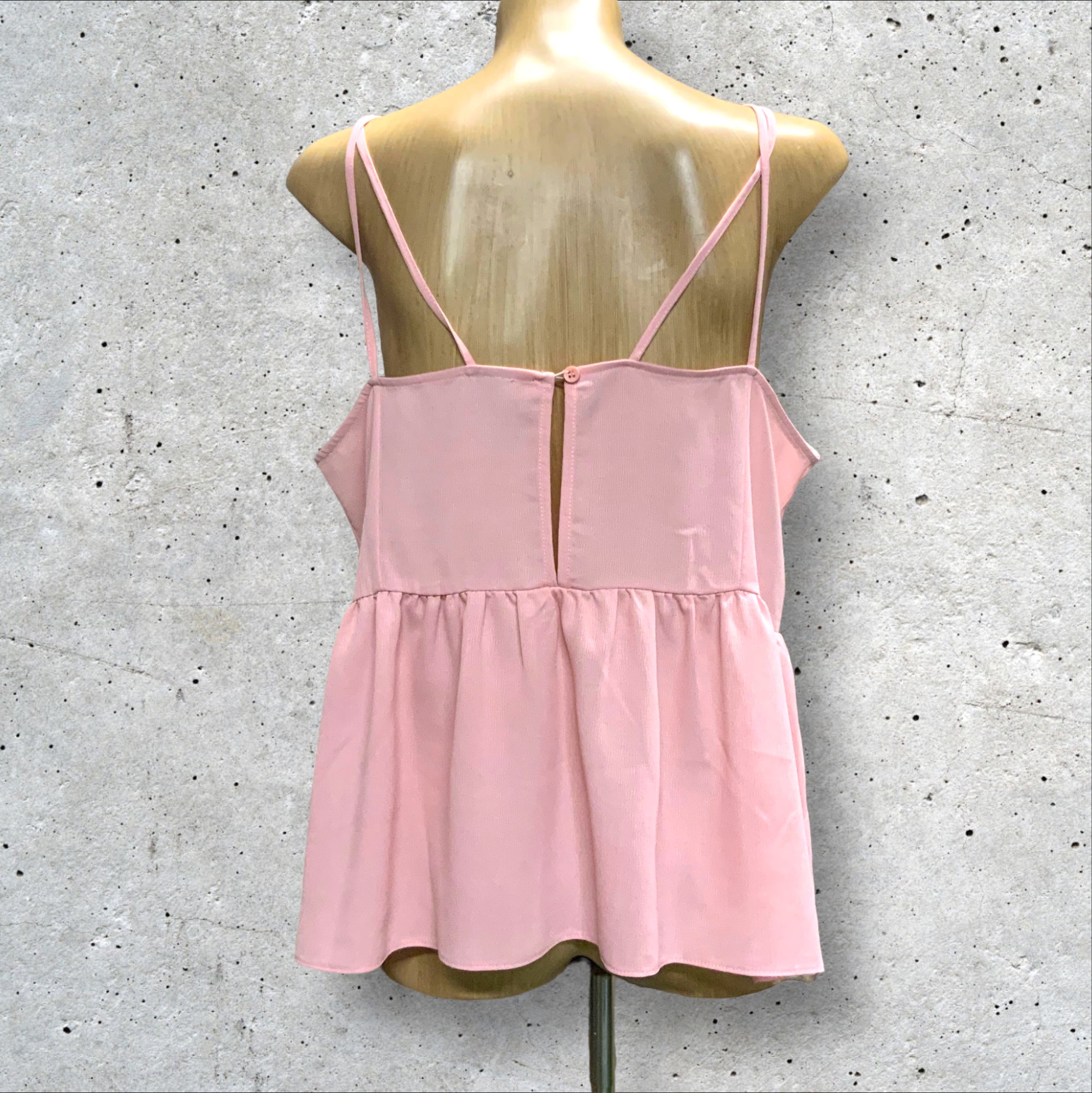 ASOS Pink Cami in Crinkle with Button Front - Size 16