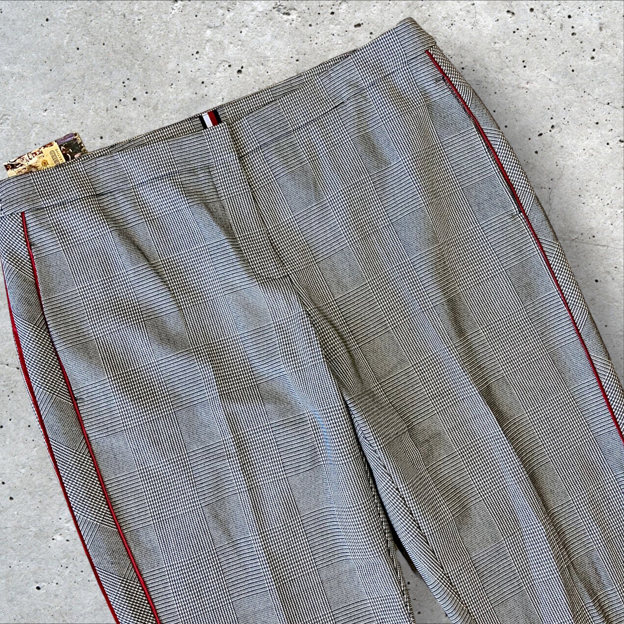 TOMMY HILFIGER Fauna Slim Checked Trousers in Grey - Size 12/14