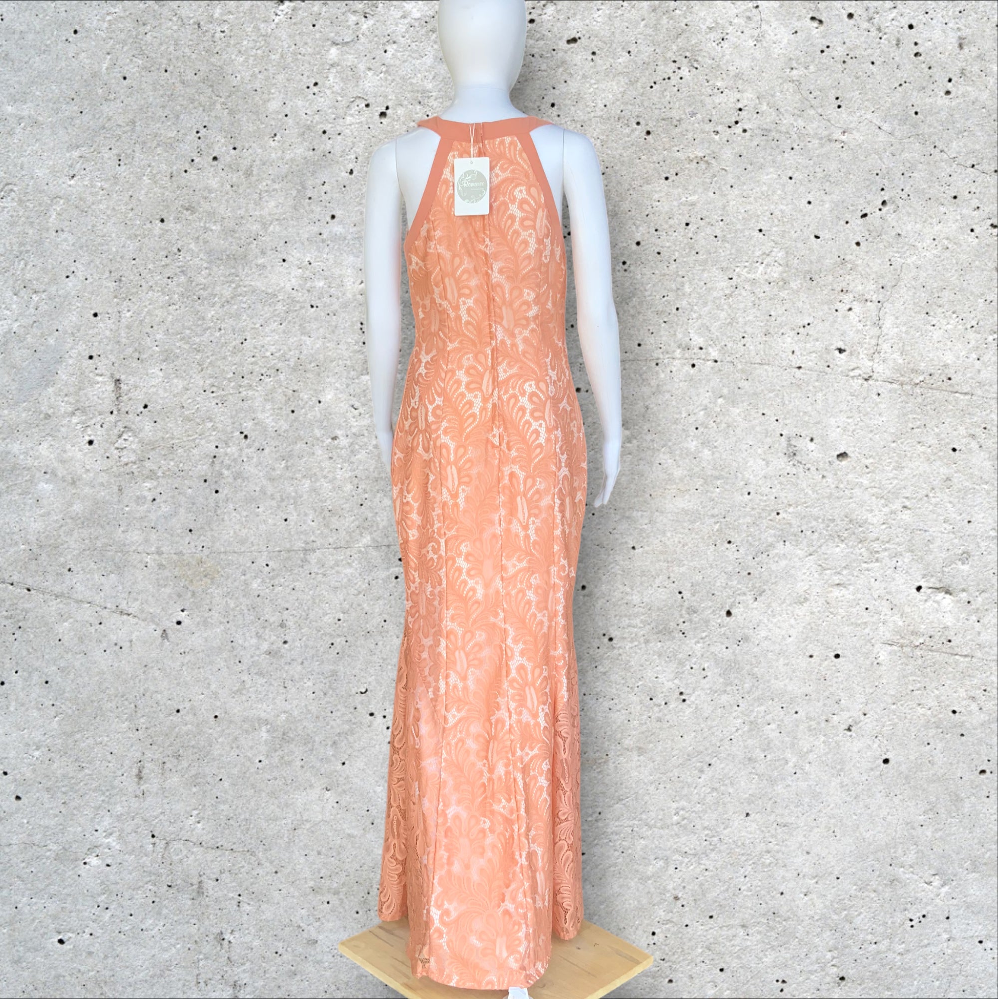 BNWT Romantica by Honey Beau Coral Lace Mermaid Fit Formal Gown - Size 10