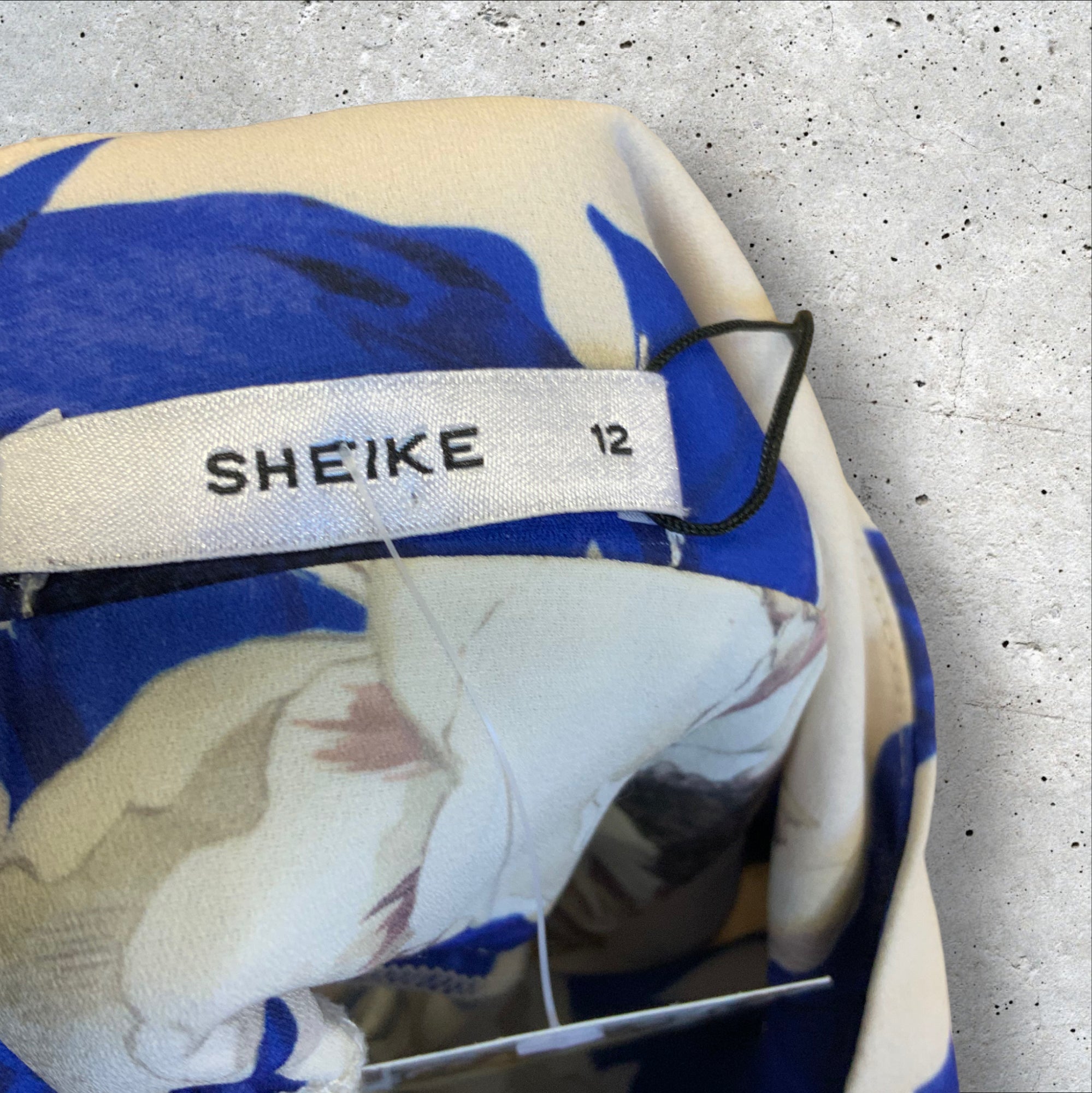 SHEIKE Blue/Cream Floral Wide Leg Pantsuit - Size 12
