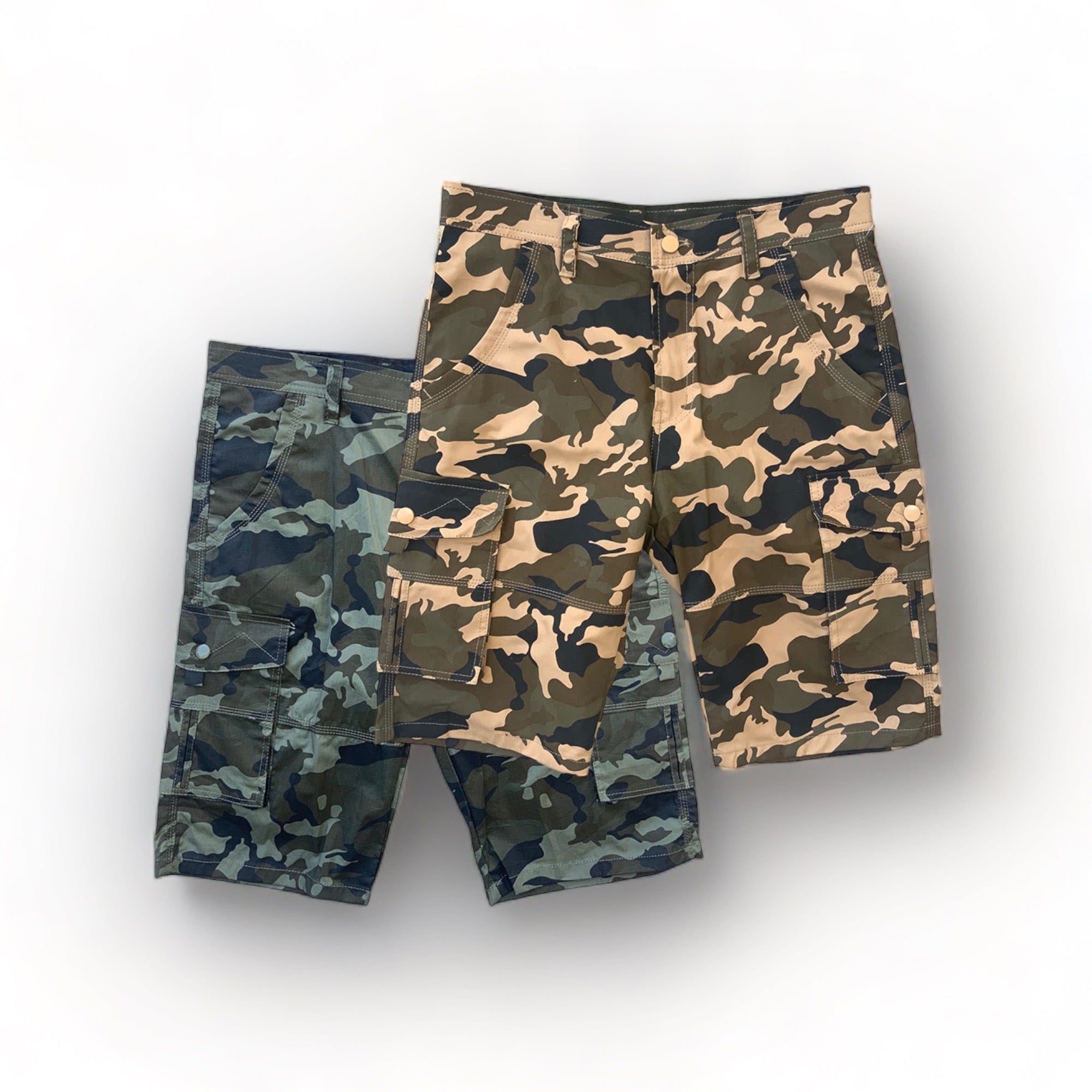 Brand New Mens Camouflage Print Cargo Shorts - Two Colours