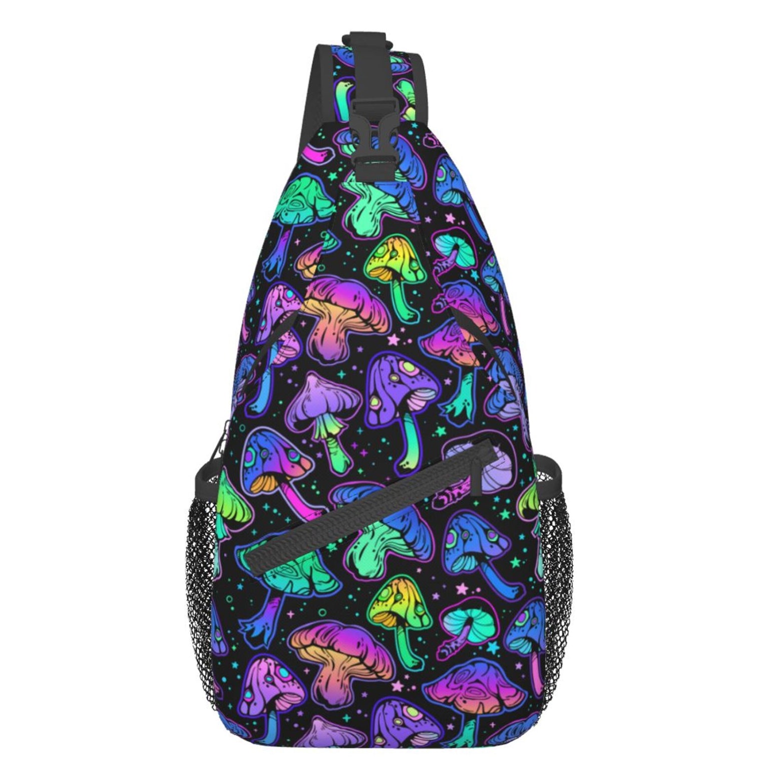 Unisex Vibrant Psychedelic Mushroom Sling Bag - A Fun Festival Companion or Perfect for Everyday Use