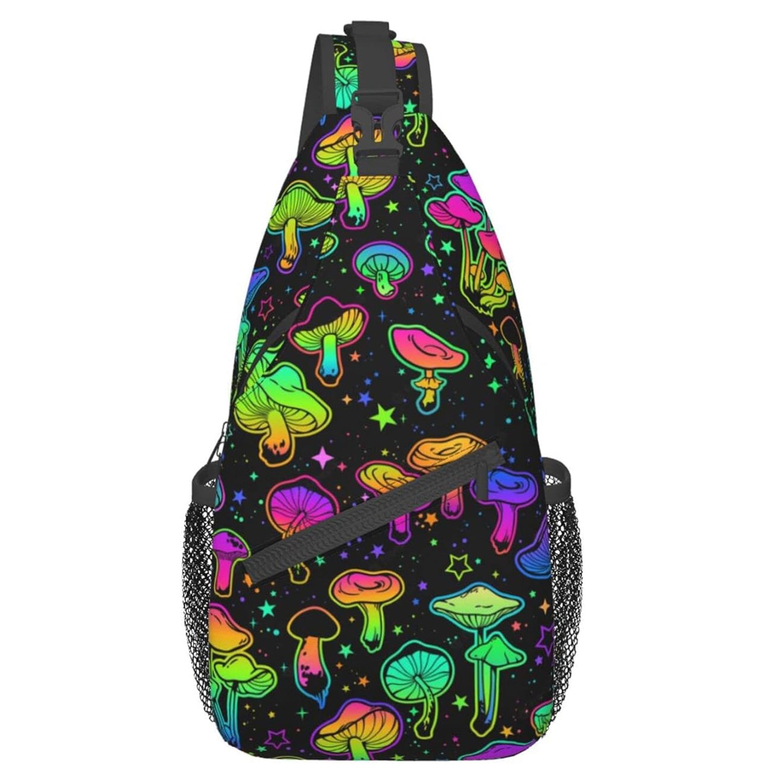 Unisex Vibrant Psychedelic Mushroom Sling Bag - A Fun Festival Companion or Perfect for Everyday Use