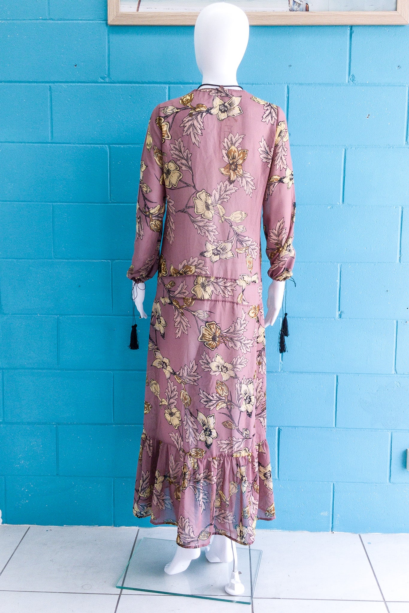 MONA YOUNG Pink Boho Long Sleeve Maxi Dress - Size 6