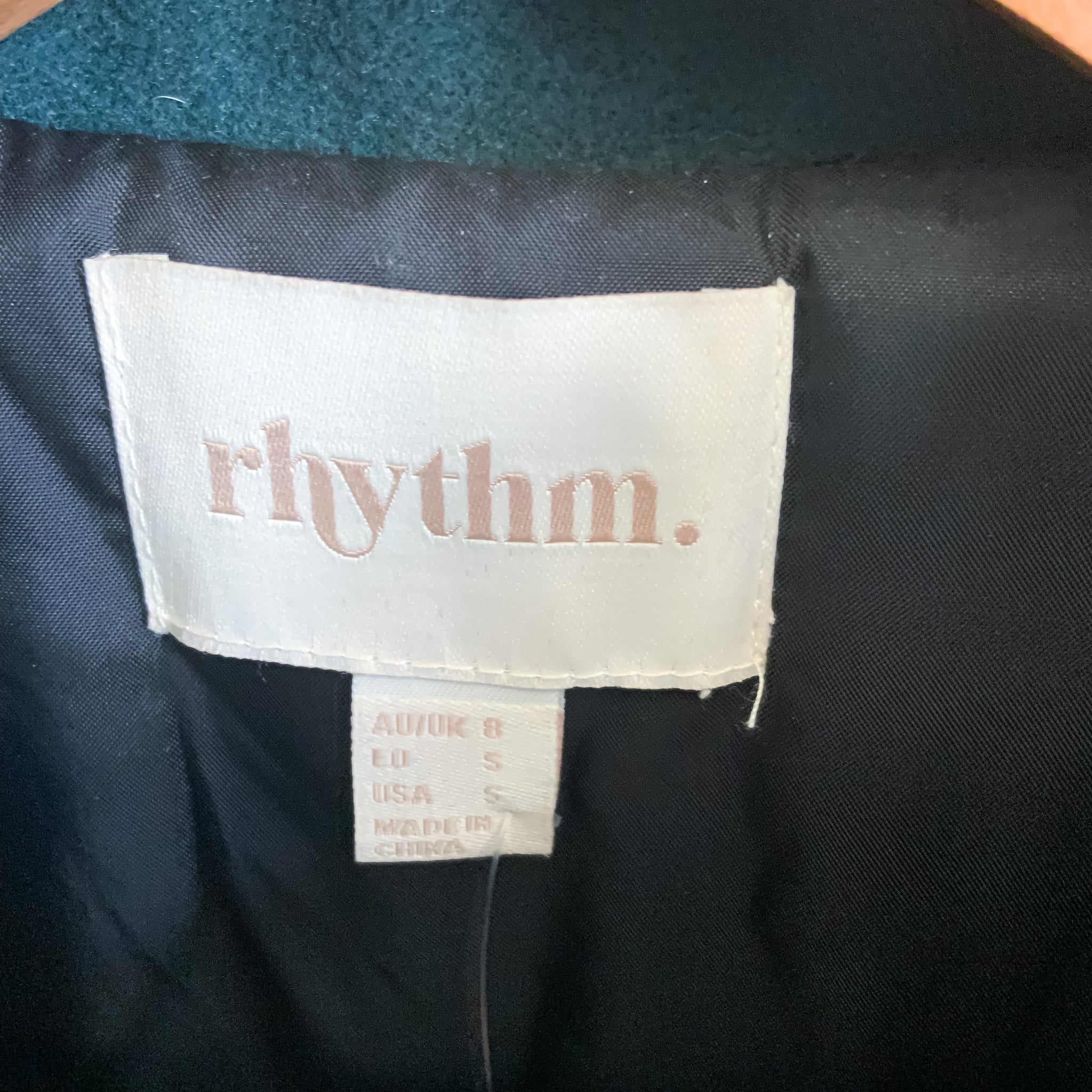 RHYTHM Black Green Long Sleeves Zip Up Jacket - Size 8