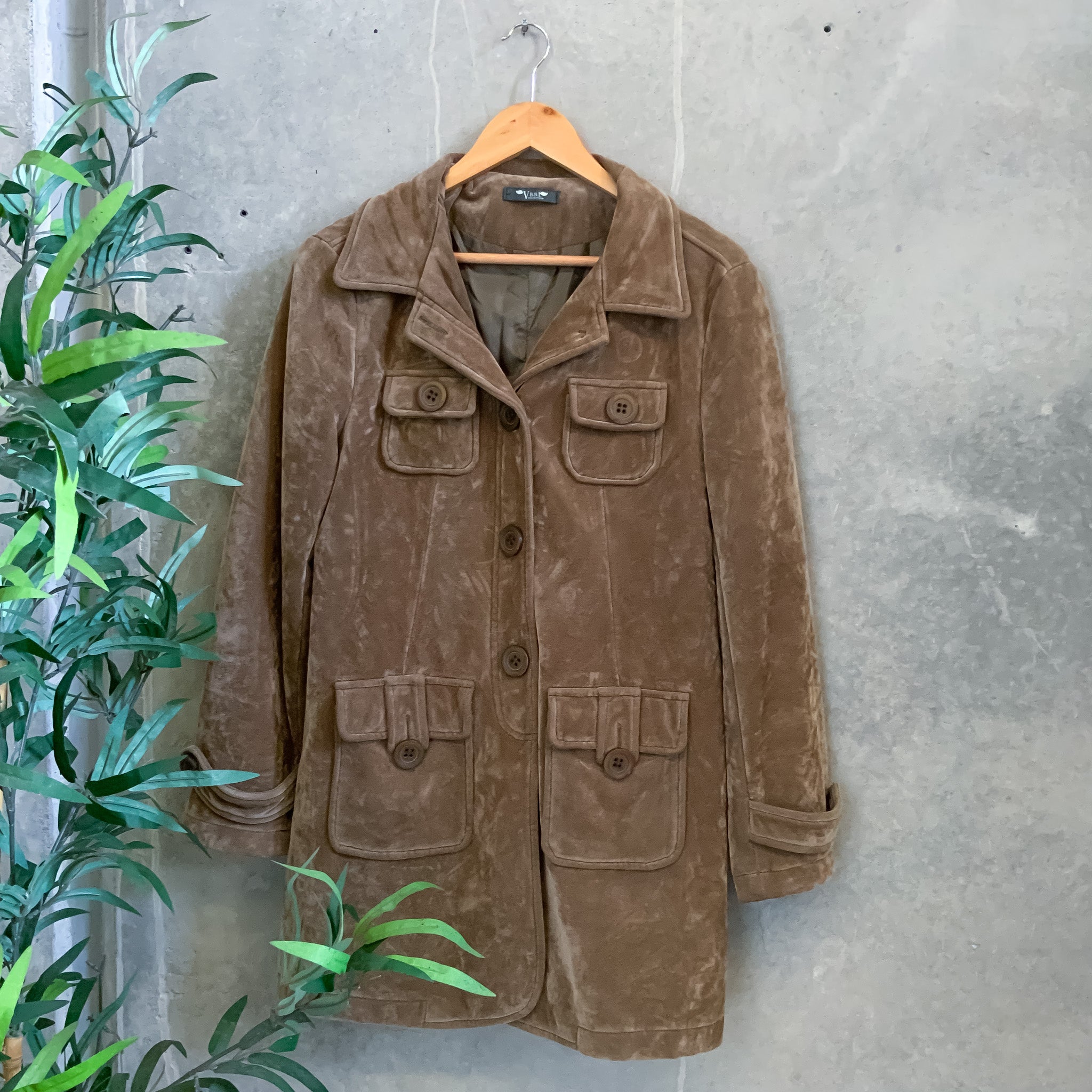 Vintage 90's Y2K *RARE* VAST Ladies Brown Suede Trench Coat Jacket  - Size 14