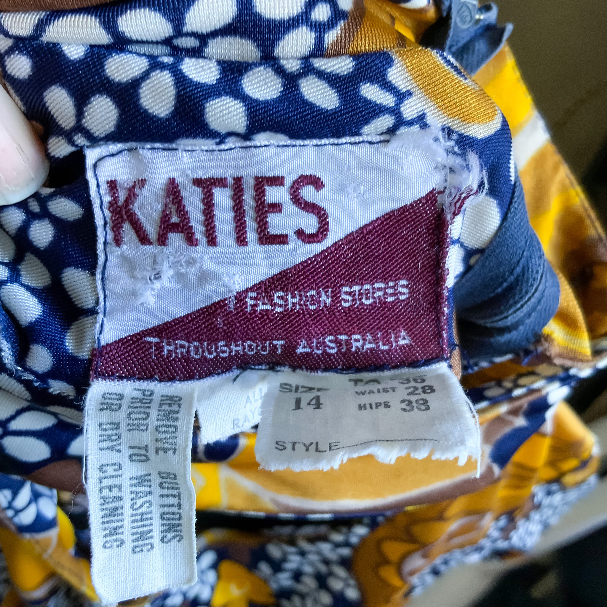 Vintage KATIES Ladies Yellow Butterfly Choker Neck Top/Mini Dress  - Size 12