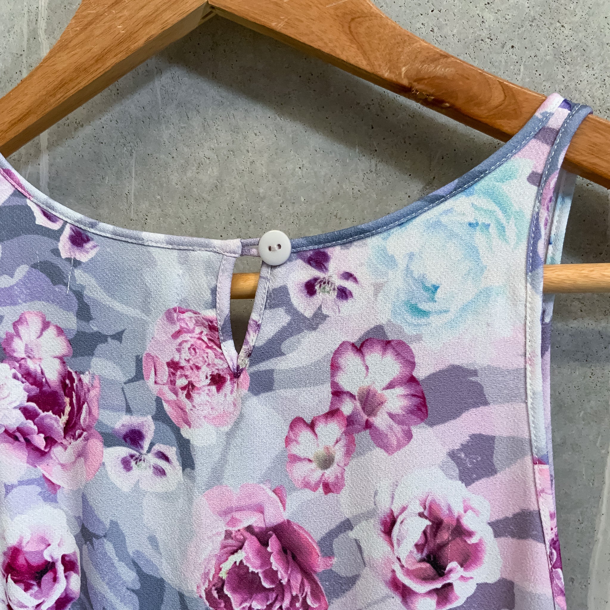 MAY Purple Floral Print Elasticized Waist Summer Midi Dress - Size 10