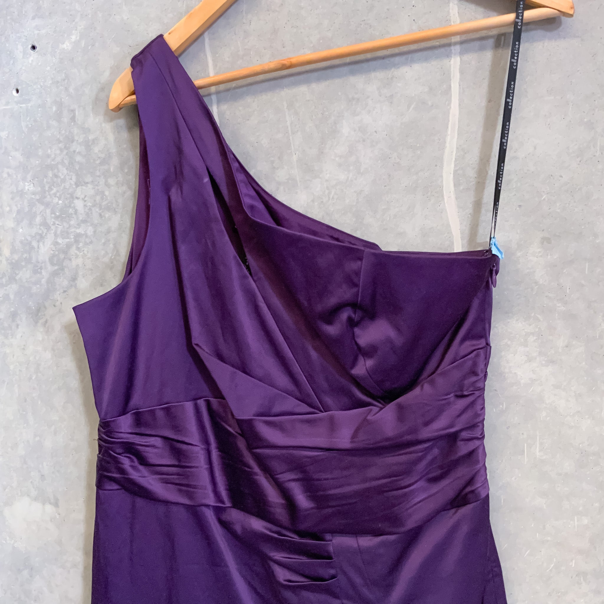 COLLECTION Purple One Shoulder Satin Race/Party/Cocktail Dress - Size 12/14