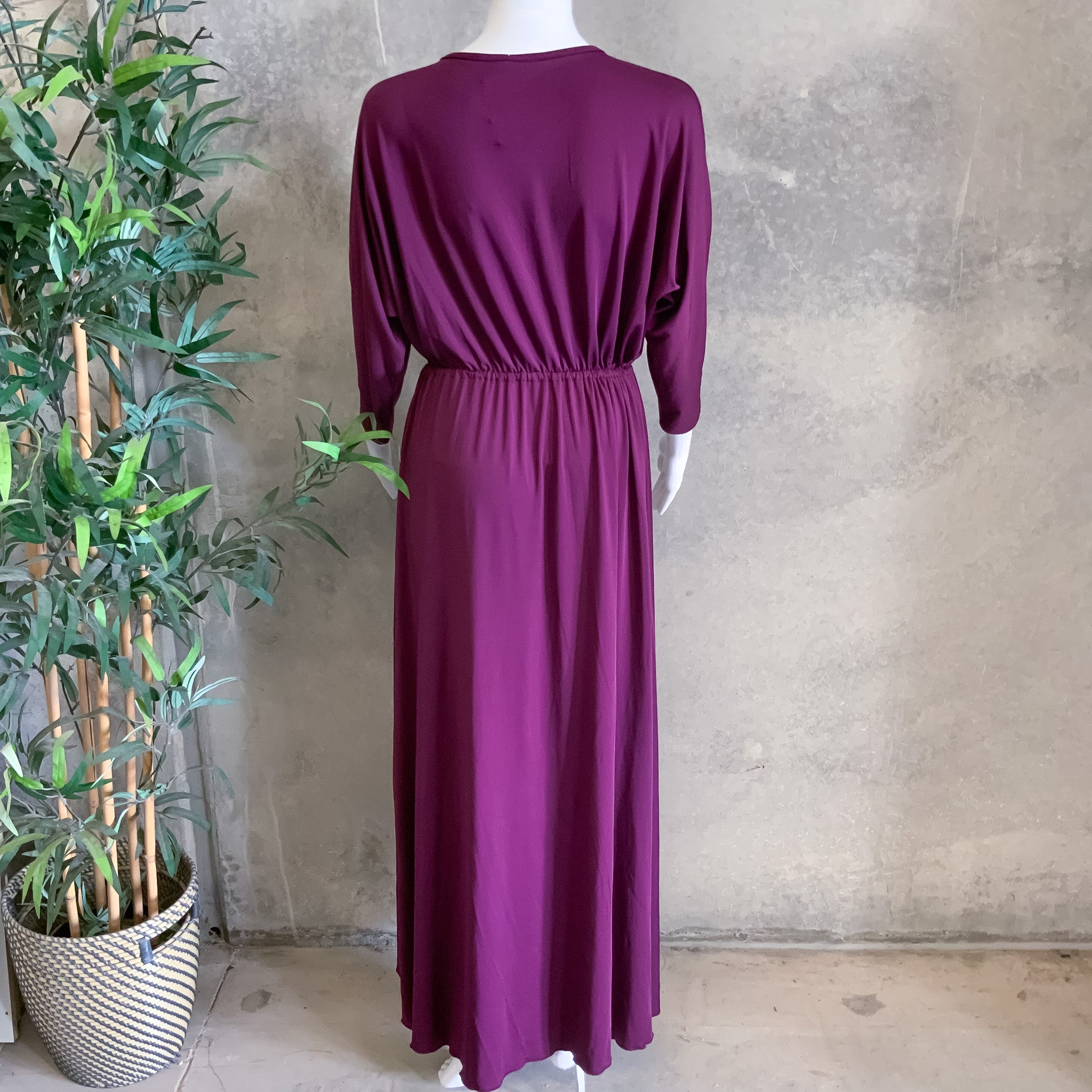 Ladies Purple Faux Wrap V-Neck Half Sleeve Maxi Dress - Size 14