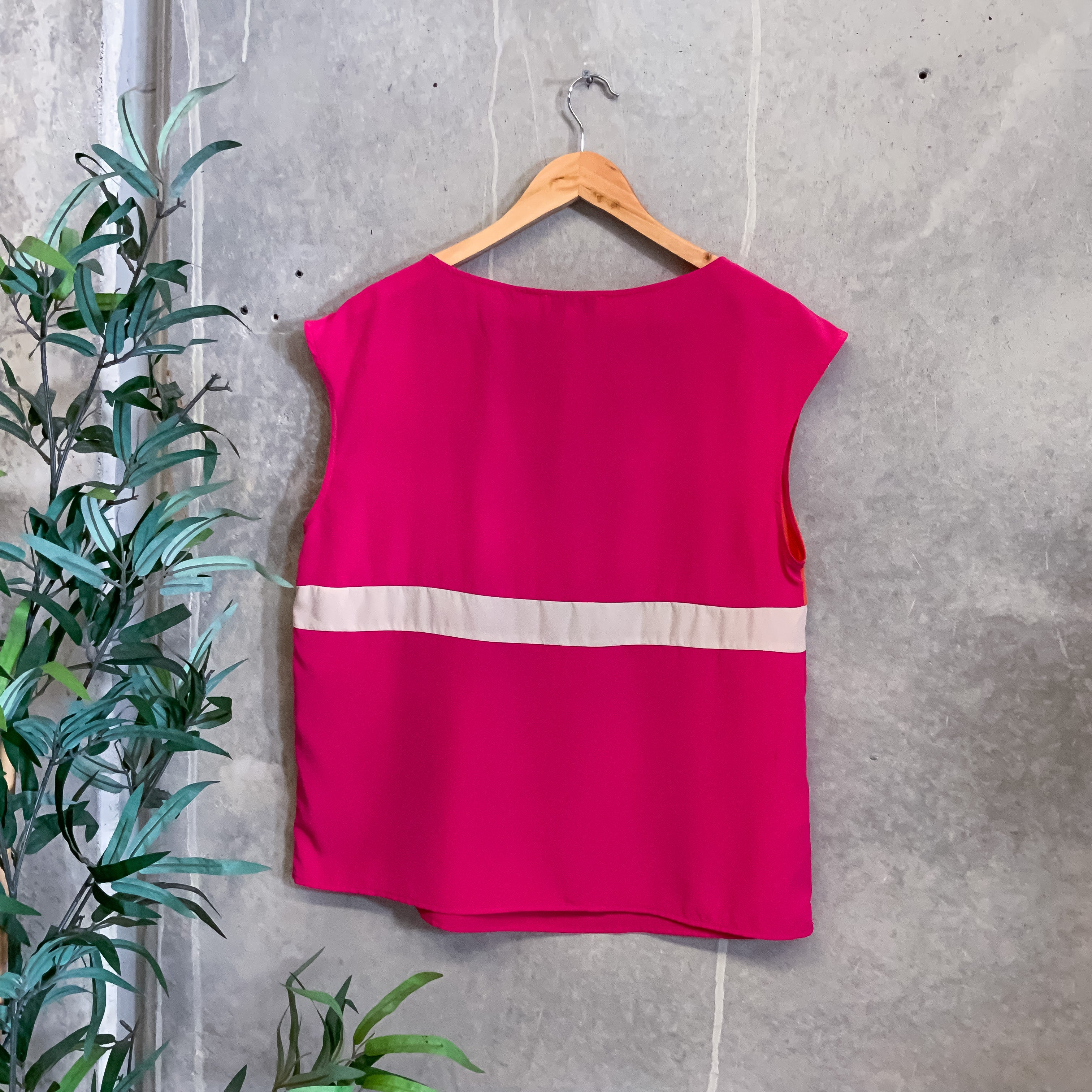 LAURA ASHLEY Orange Pink Colourblock Sleeveless Casual Blouse - Size 16