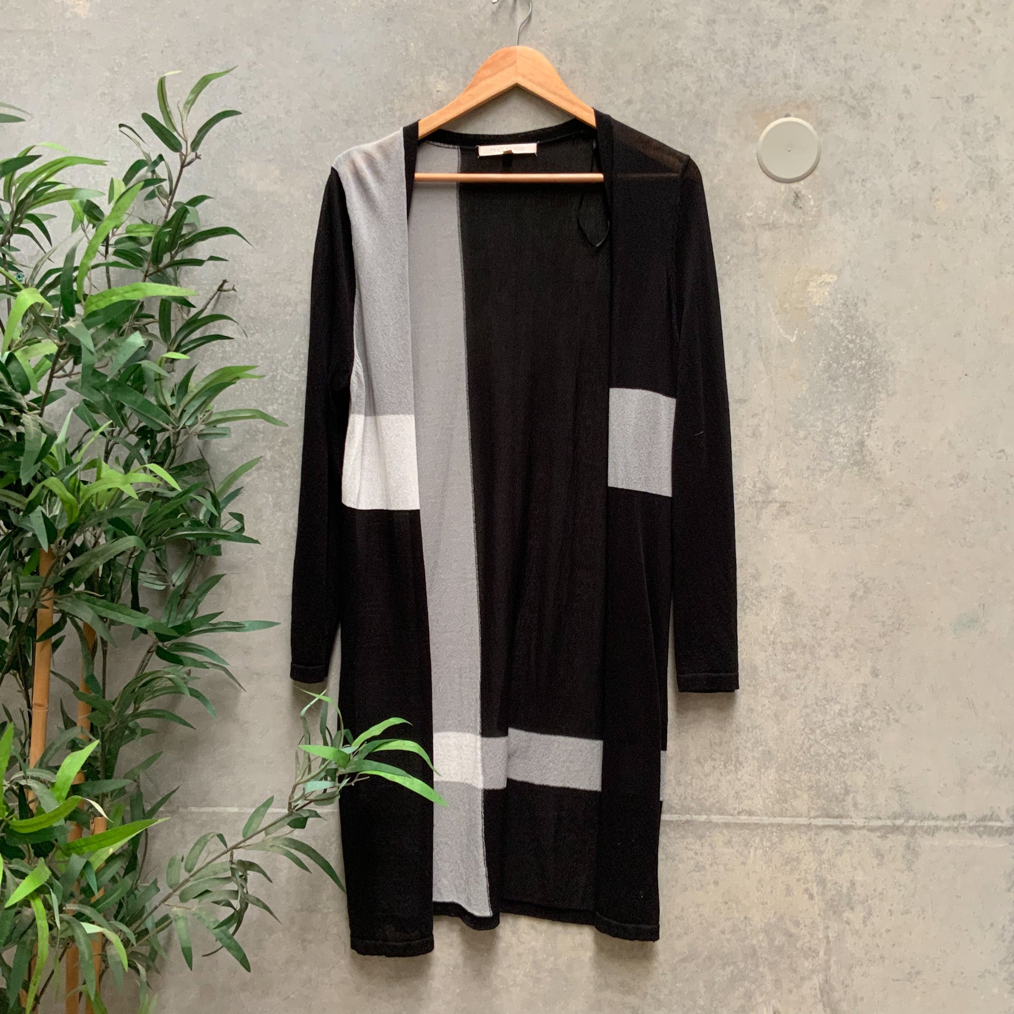 NONI B Ladies Black and Gray 2 Piece Longline Cardigan Set - Size XL