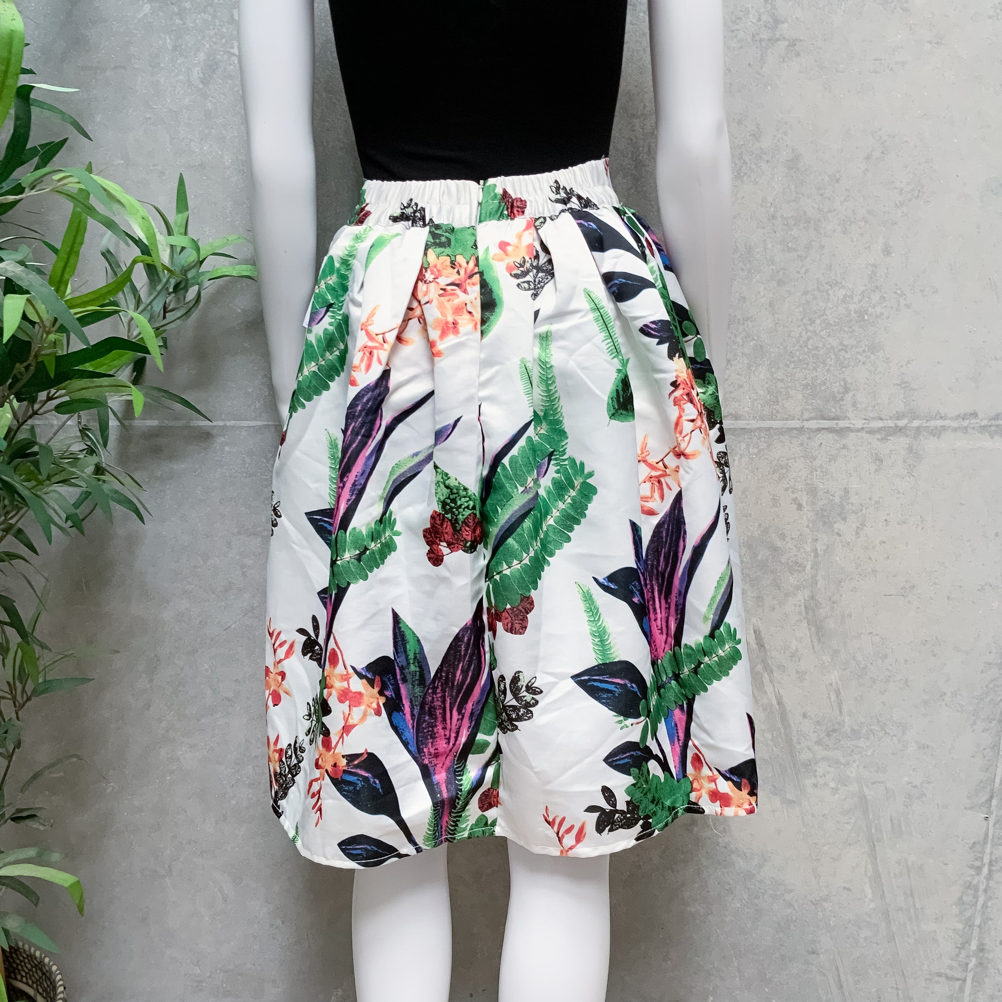 Womens Multicolour Pleated Tropical Floral Print A-Line Skirt - Size 6